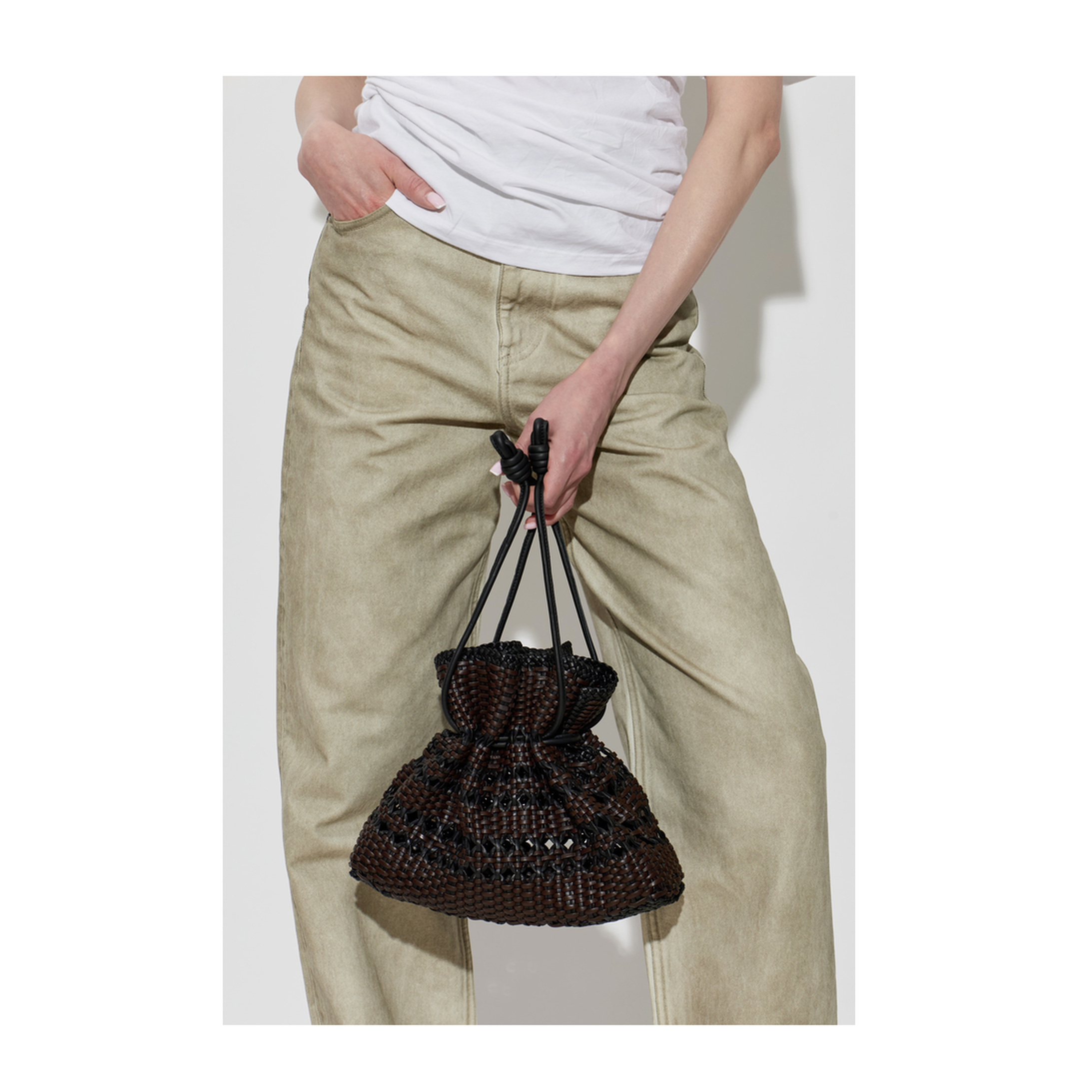 Flamenco Medium Calfskin Clutch - Black/Brown - Image 2
