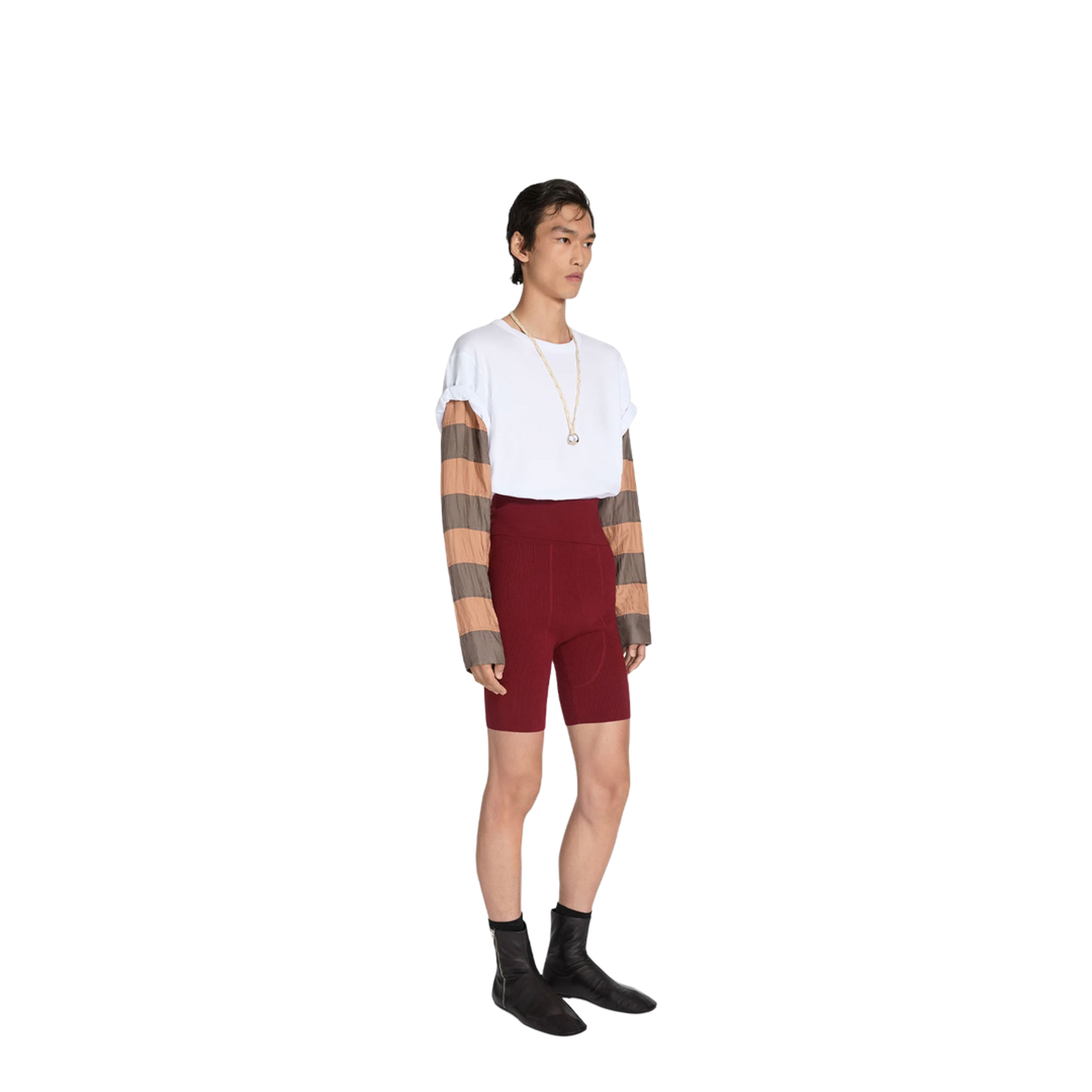 Loose Fit Contrast Striped Sleeves T-Shirt - Image 2