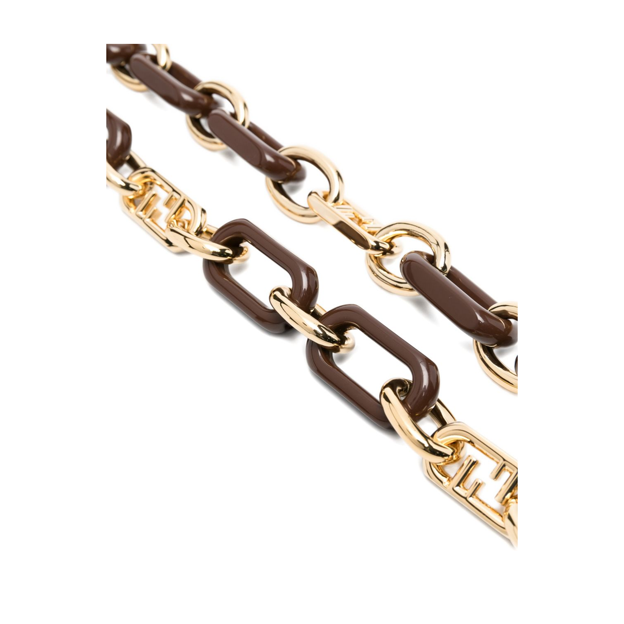 Chain Shoulder Strap - Gold Metal/Brown - Image 2