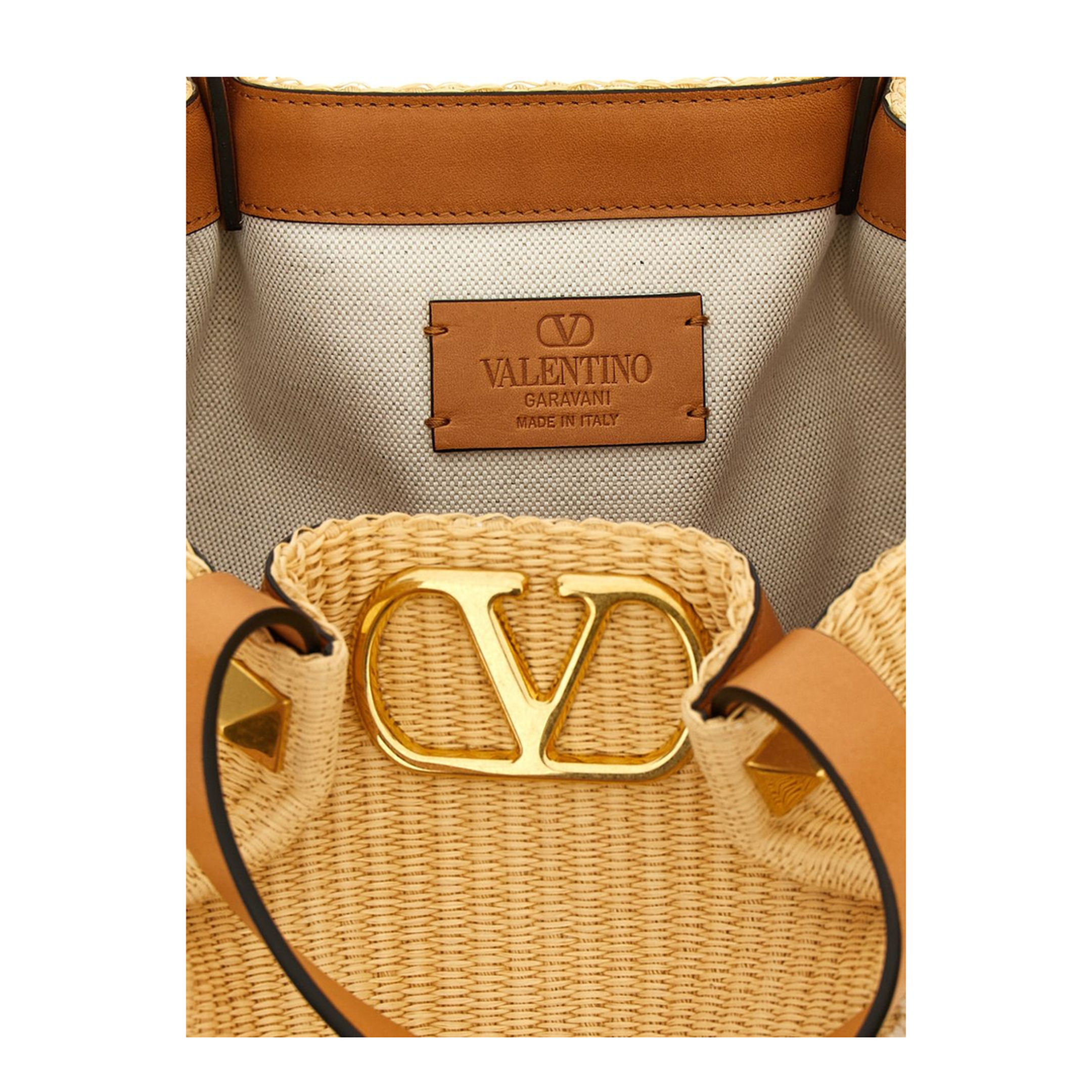 Medium Synthetic Raffia Shopping Bag - Natural/Black - Image 3
