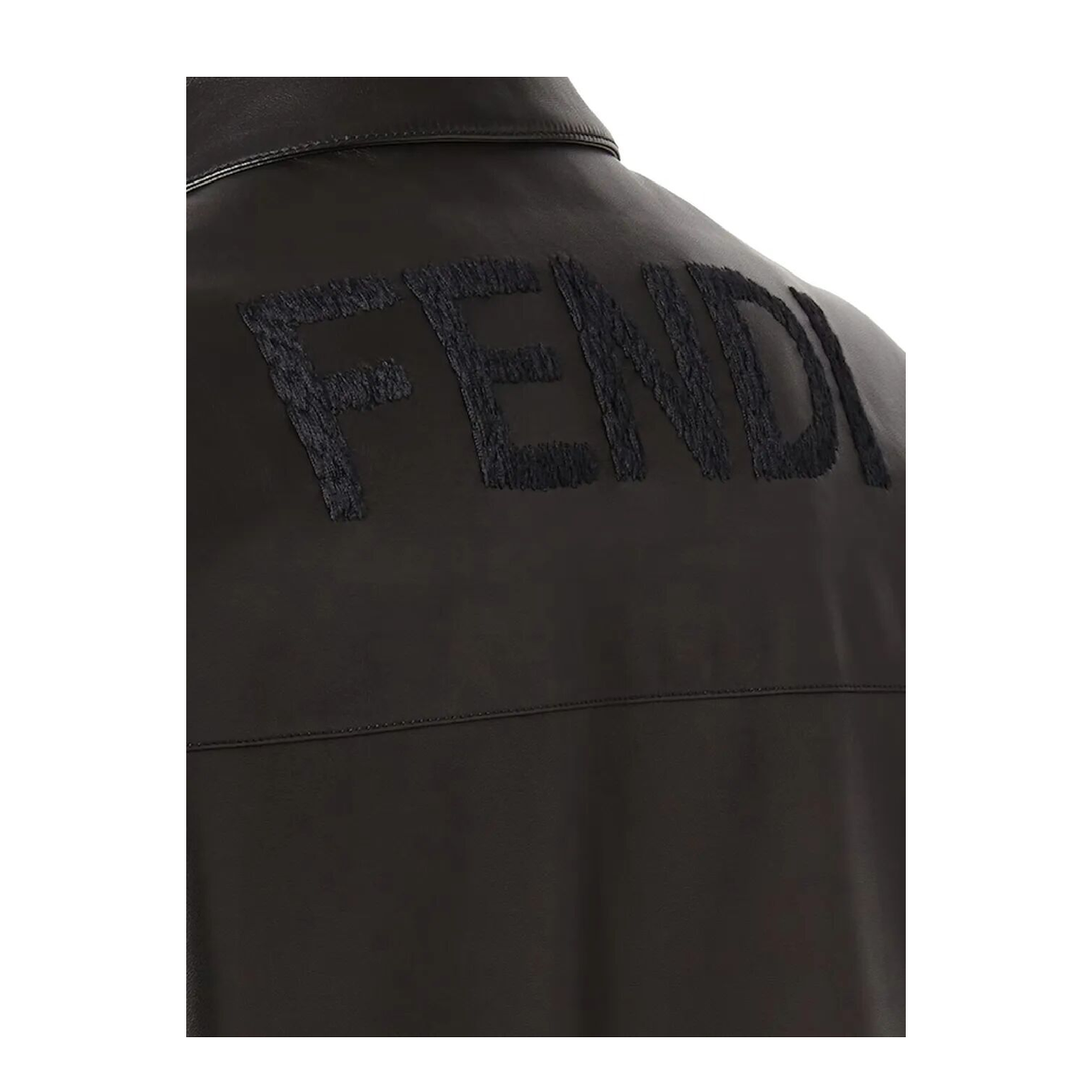 Leather Bluson with Maxi Lettering Embroidery - Image 3