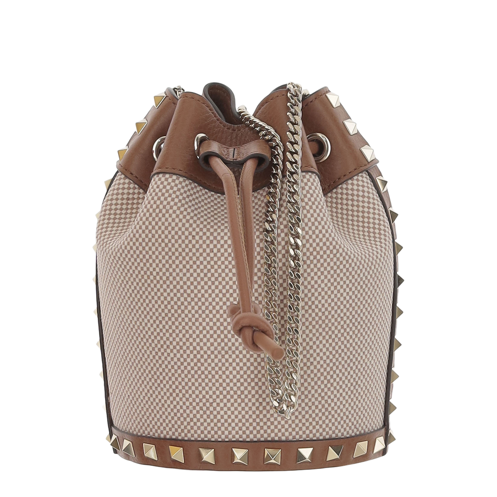 Two Tone Canvas Rockstud Bucket Bag - Image 1