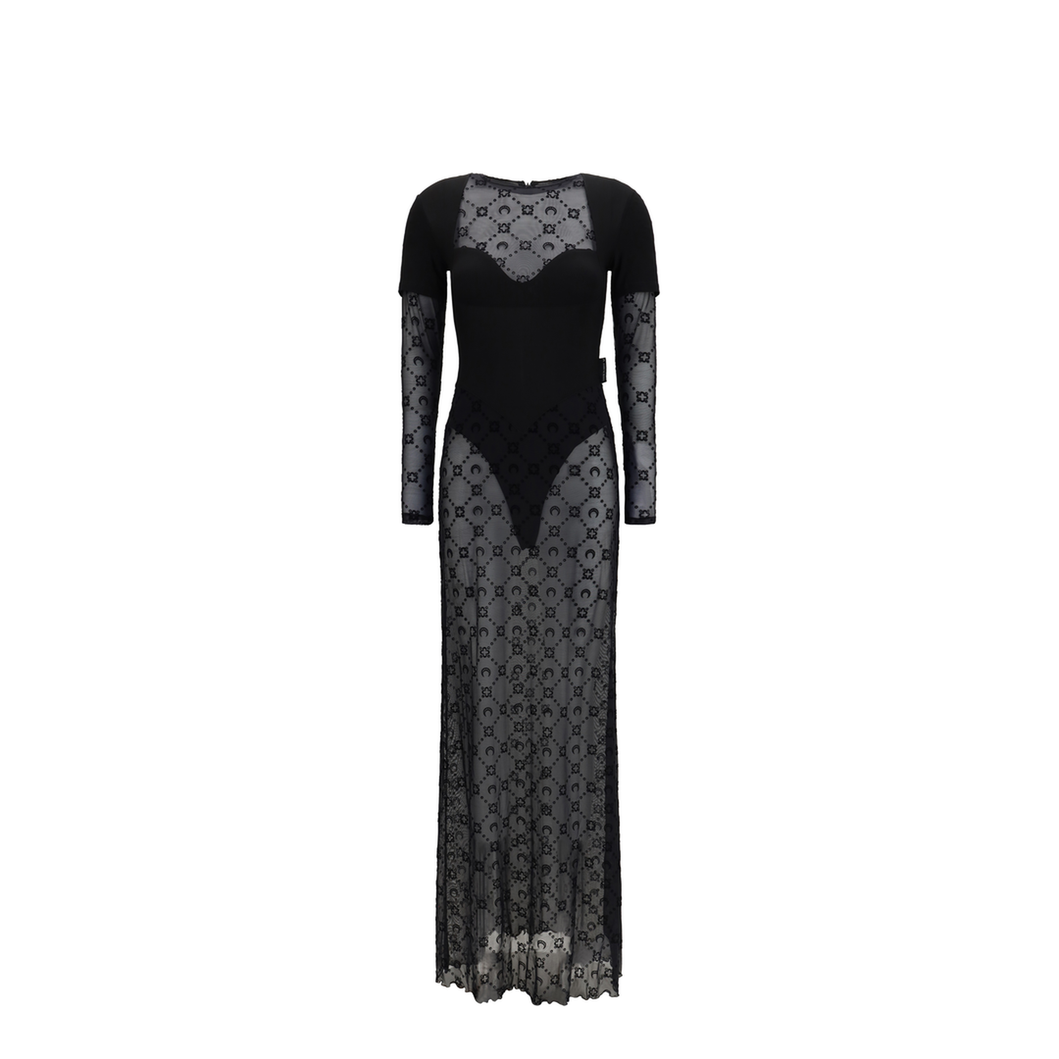 Layered Long Dress in Jersey and Mesh - Image 1