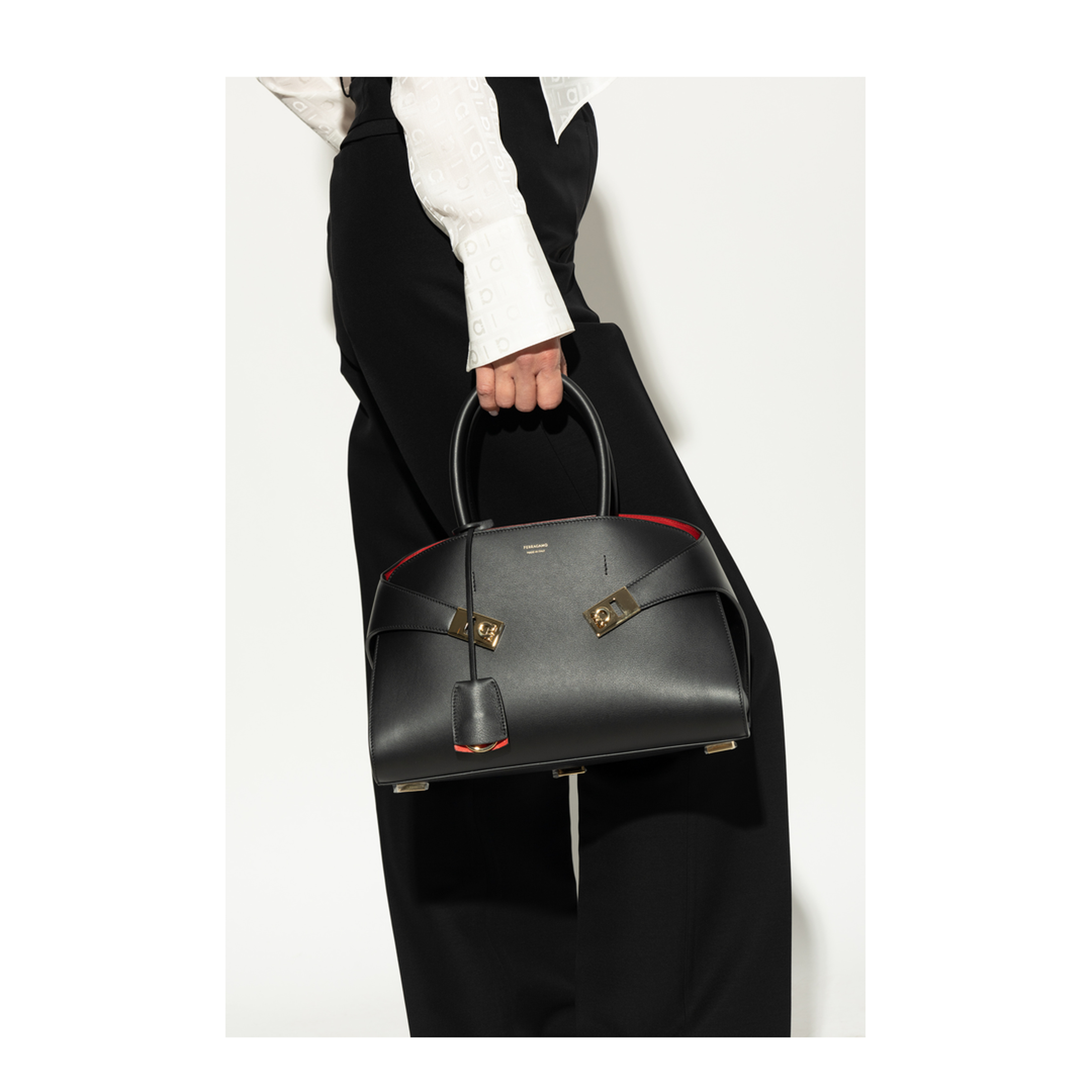 Hug Small Calfskin Handbag - Black - Image 2