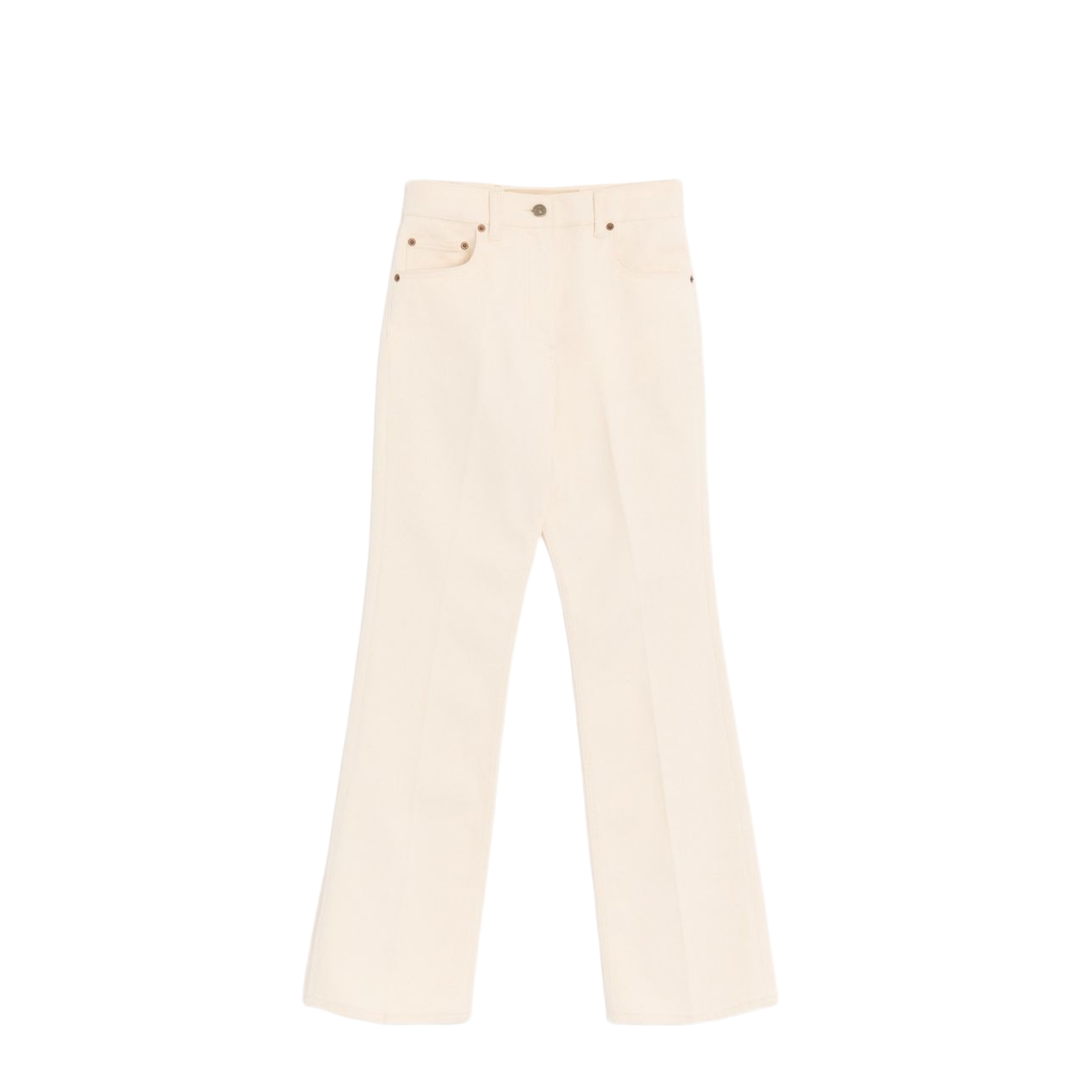 Flared Denim Jeans Beige - Image 1