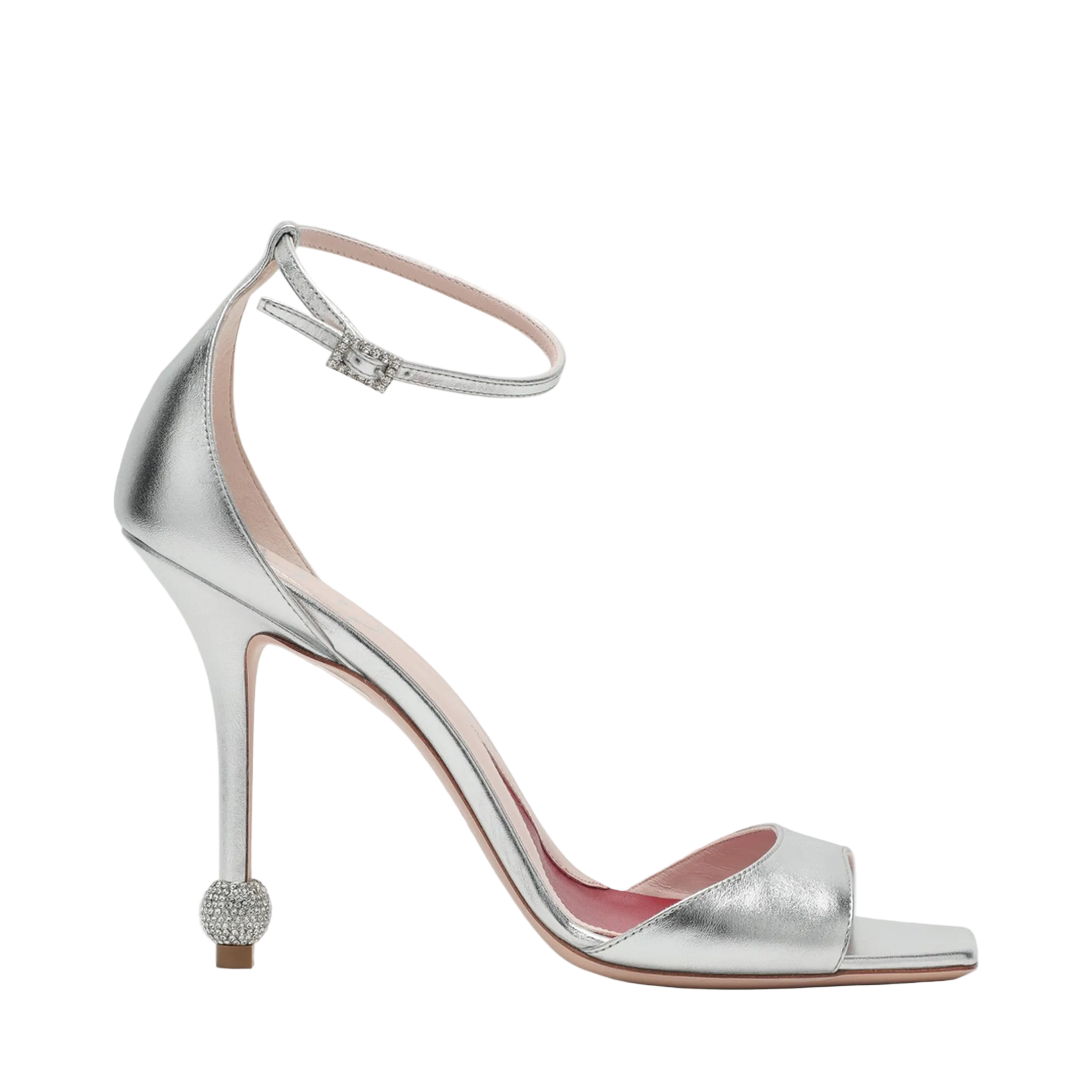 Silver Sandal with Jewelled Heel - Image 1