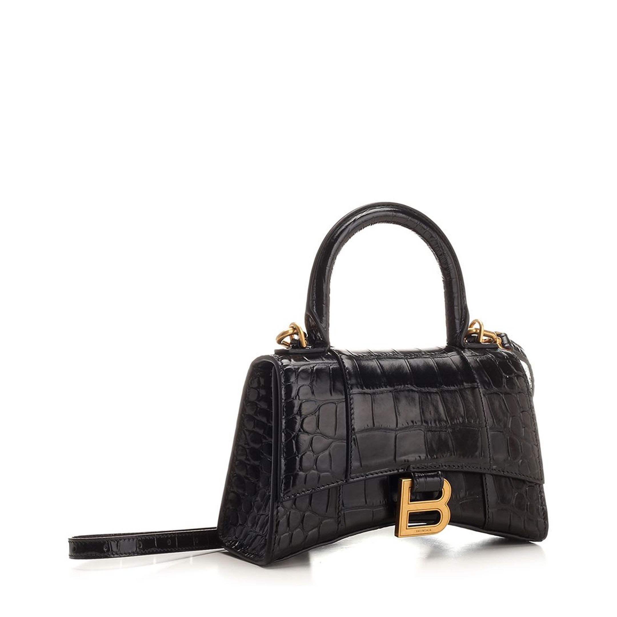 Hourglass Handbag XS in Black Crocodile Embossed Calfskin - Image 2