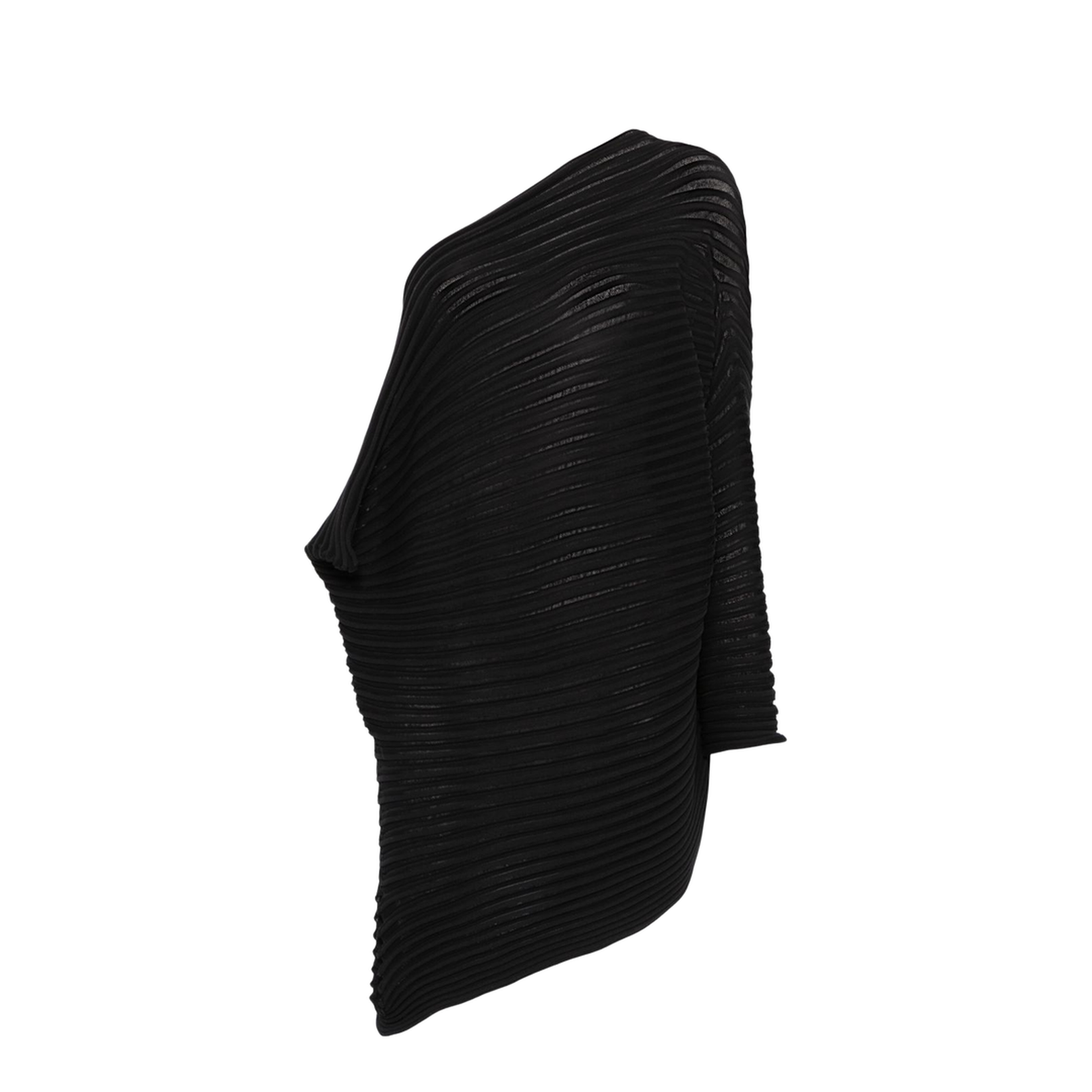 Black Asymmetric Neck One-Shoulder Fully Pleated - Image 1