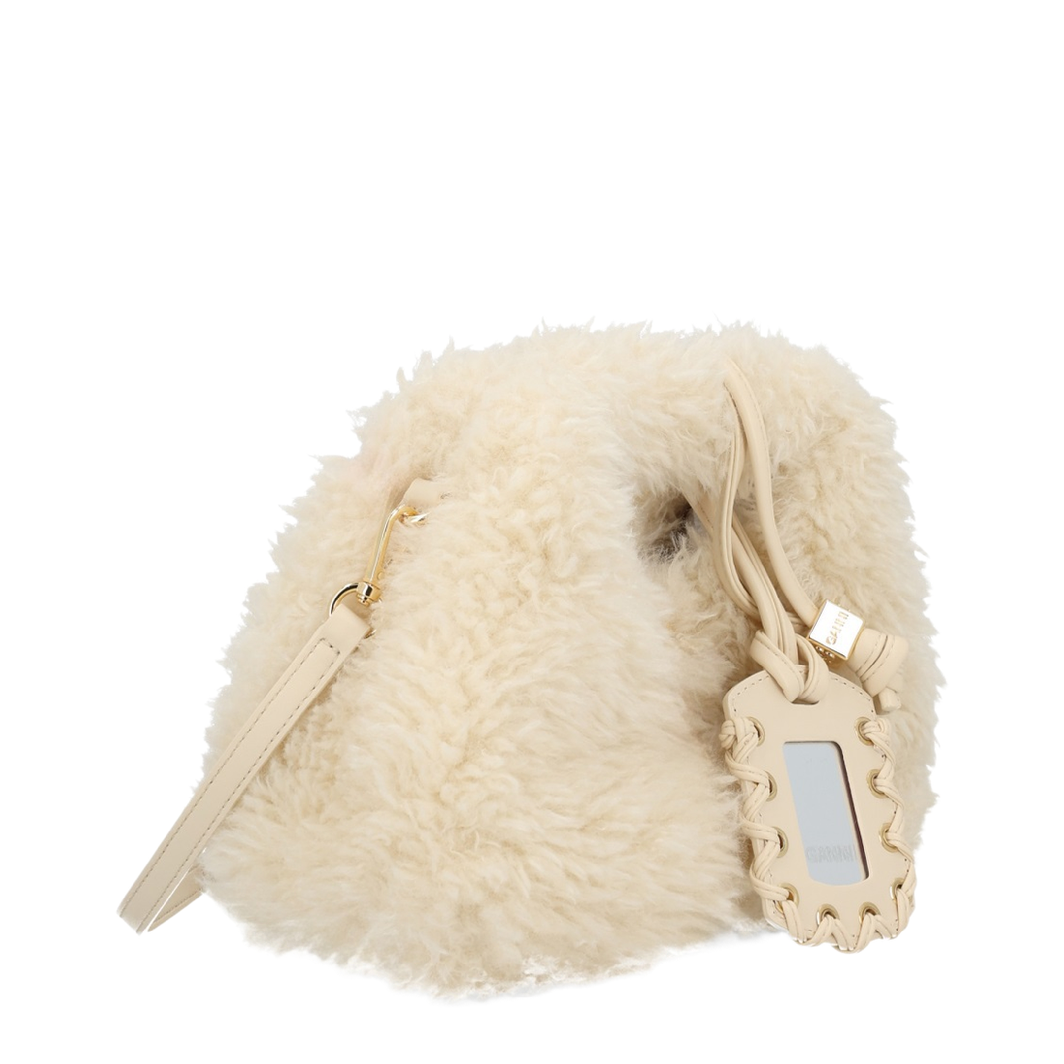 Alternative Fur Mini Hobo Bag - Egret - Image 2