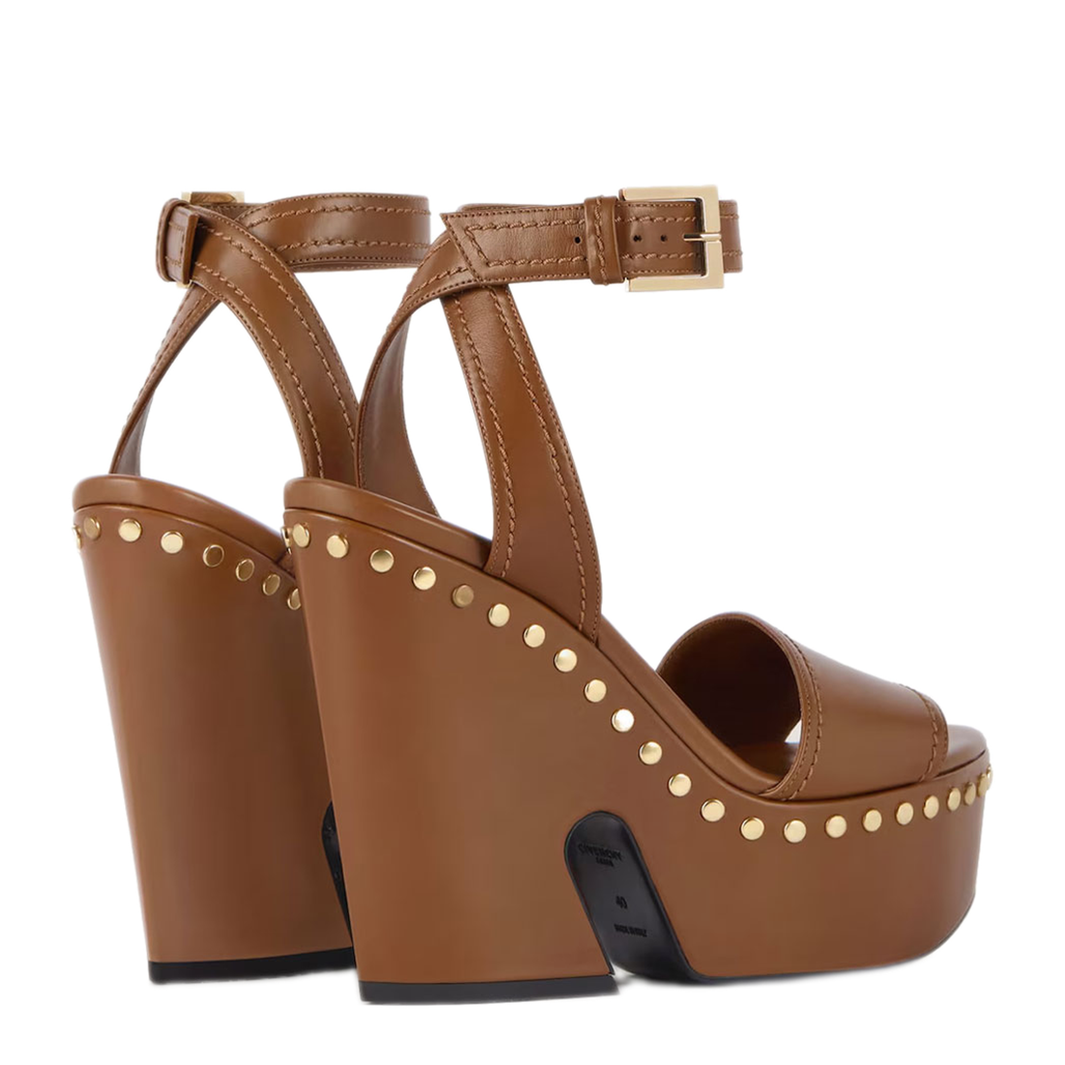Clog Leather Platform Sandals with Studs Detail - Image 3