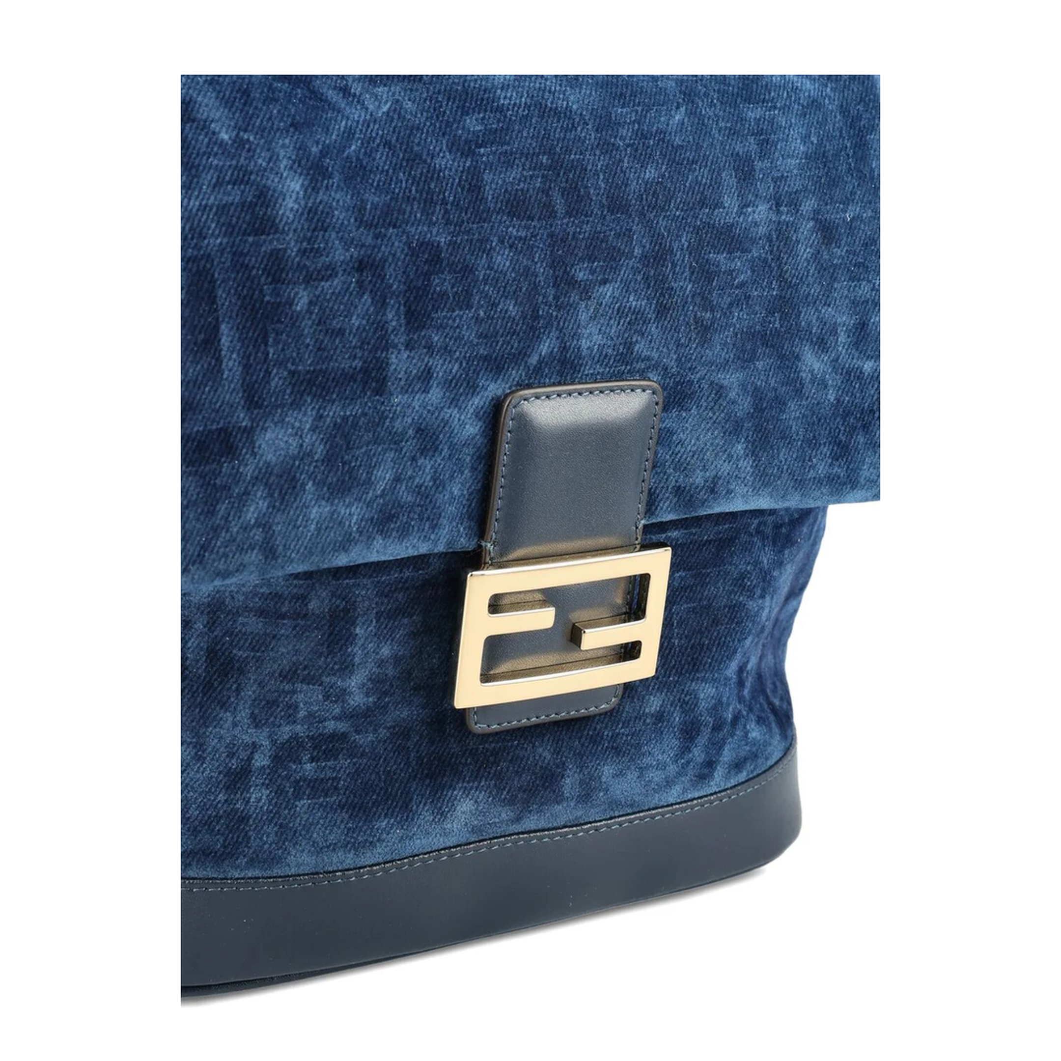 FF Flocked Drawstring Denim Backpack - Blue - Image 4