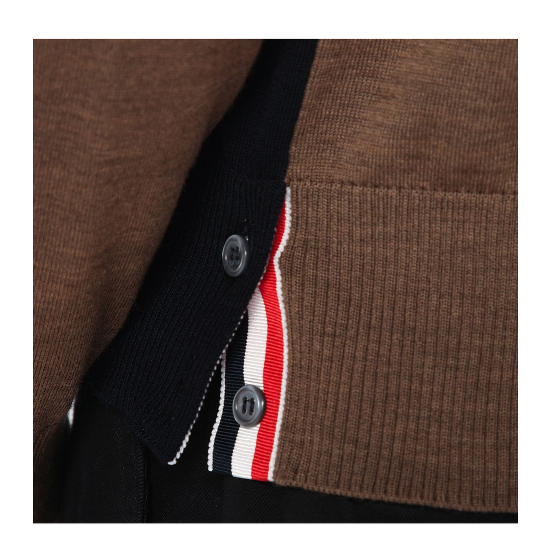 Navy Grey Brown Wool Cardigan - Image 2