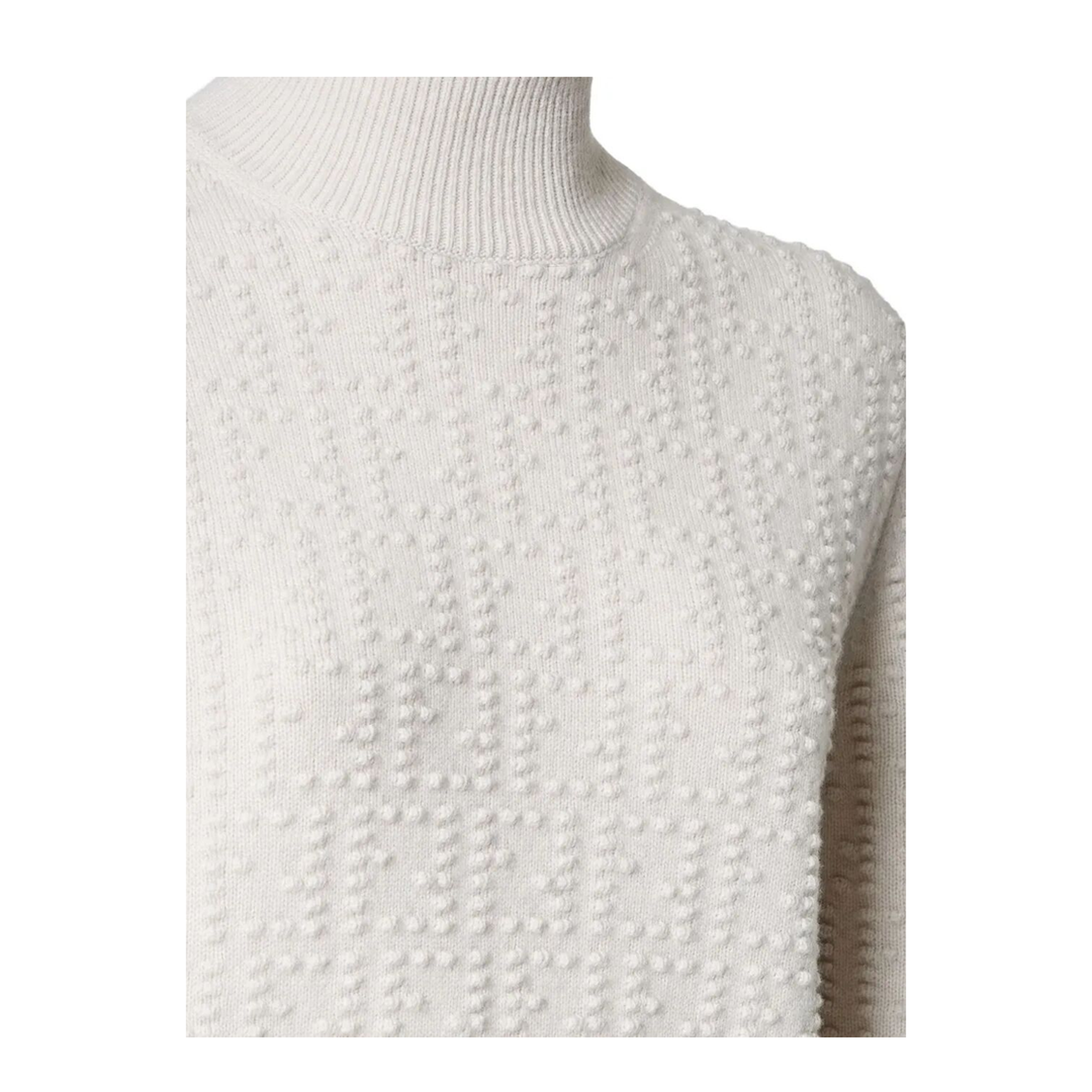 High-Neck Wool and Cashmere Jumper with Polka Dot Embroidery - Image 3