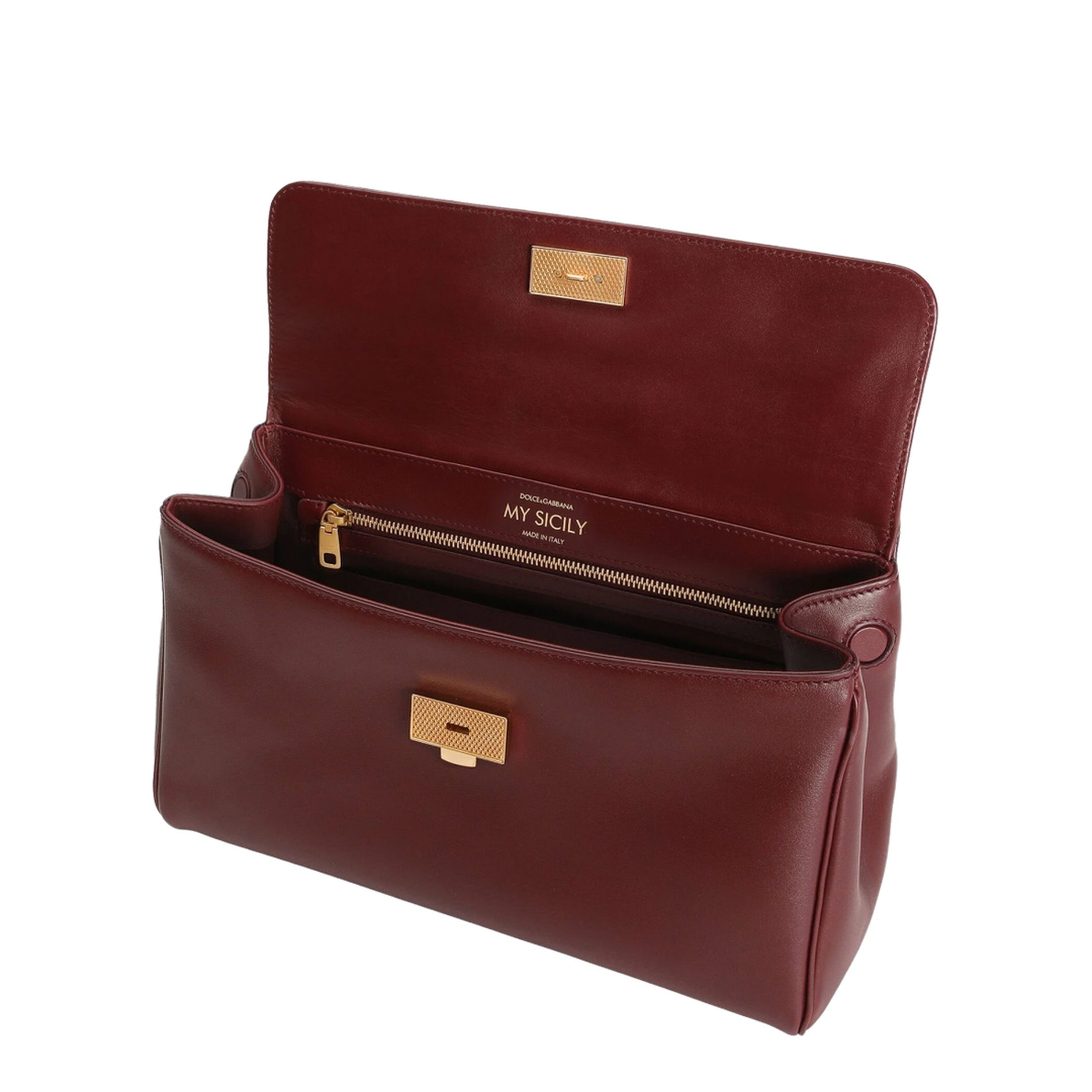 My Sicily Calfskin Handbag - Bordeaux - Image 5