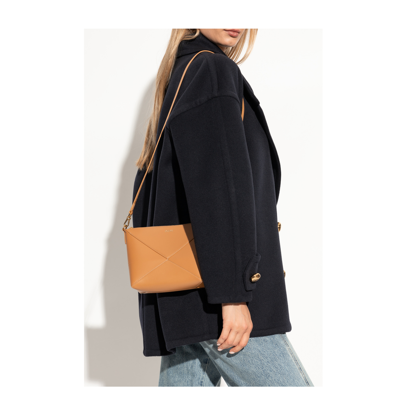 Puzzle Fold Shoulder Bag Brown - Image 2