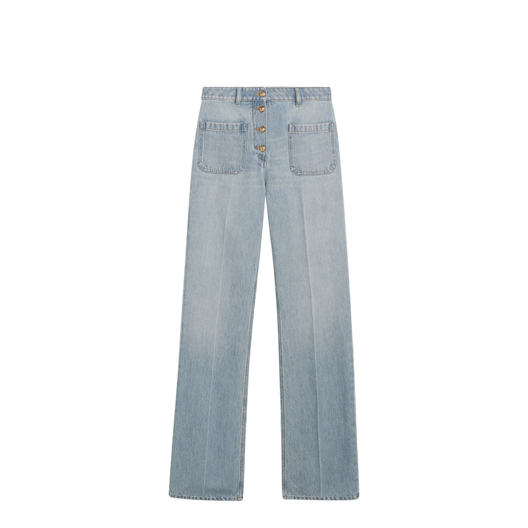 Straight-leg cotton denim jeans in light blue - Image 1