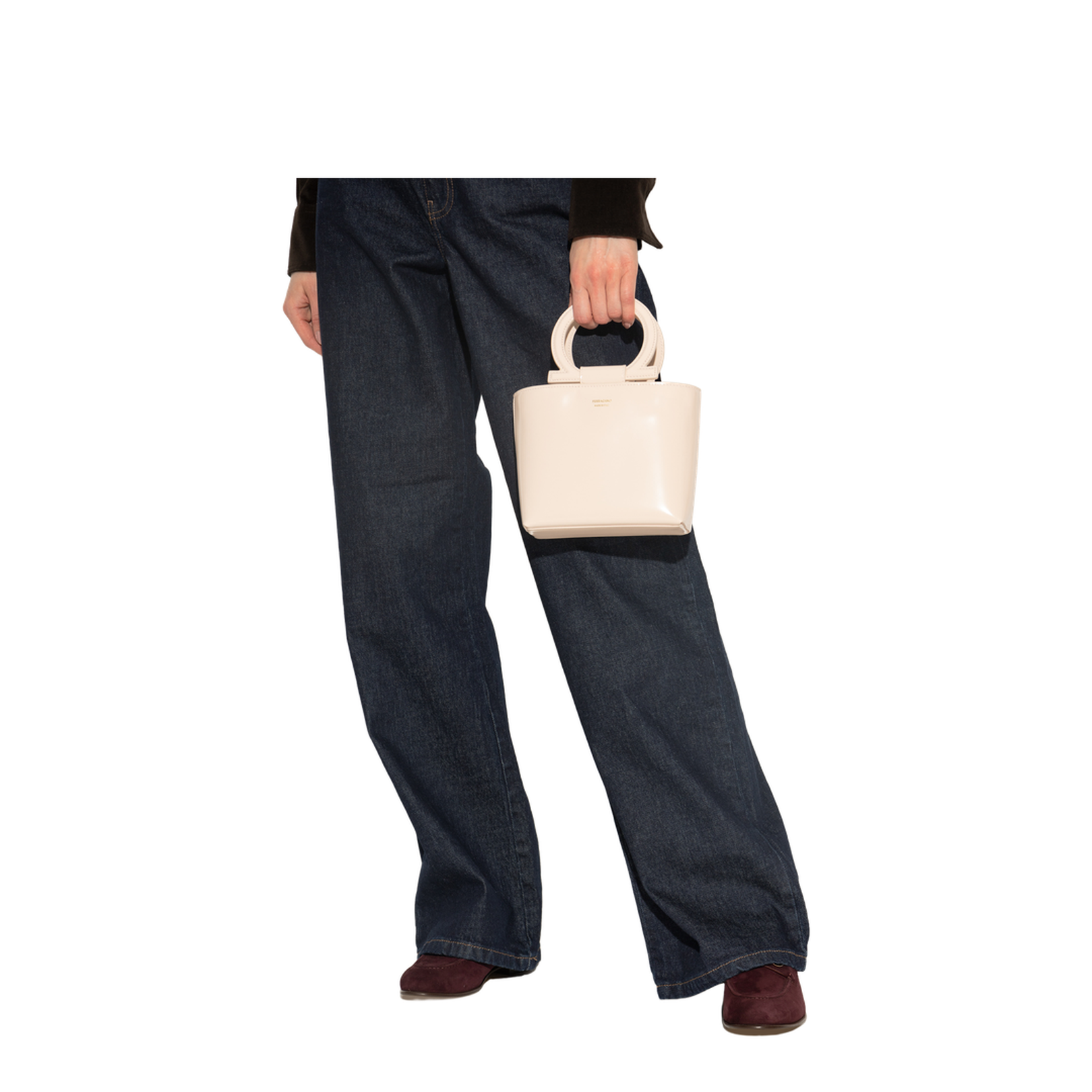 Macro Gancini Mini Patent Leather Top Handle Bag - Ballet - Image 2