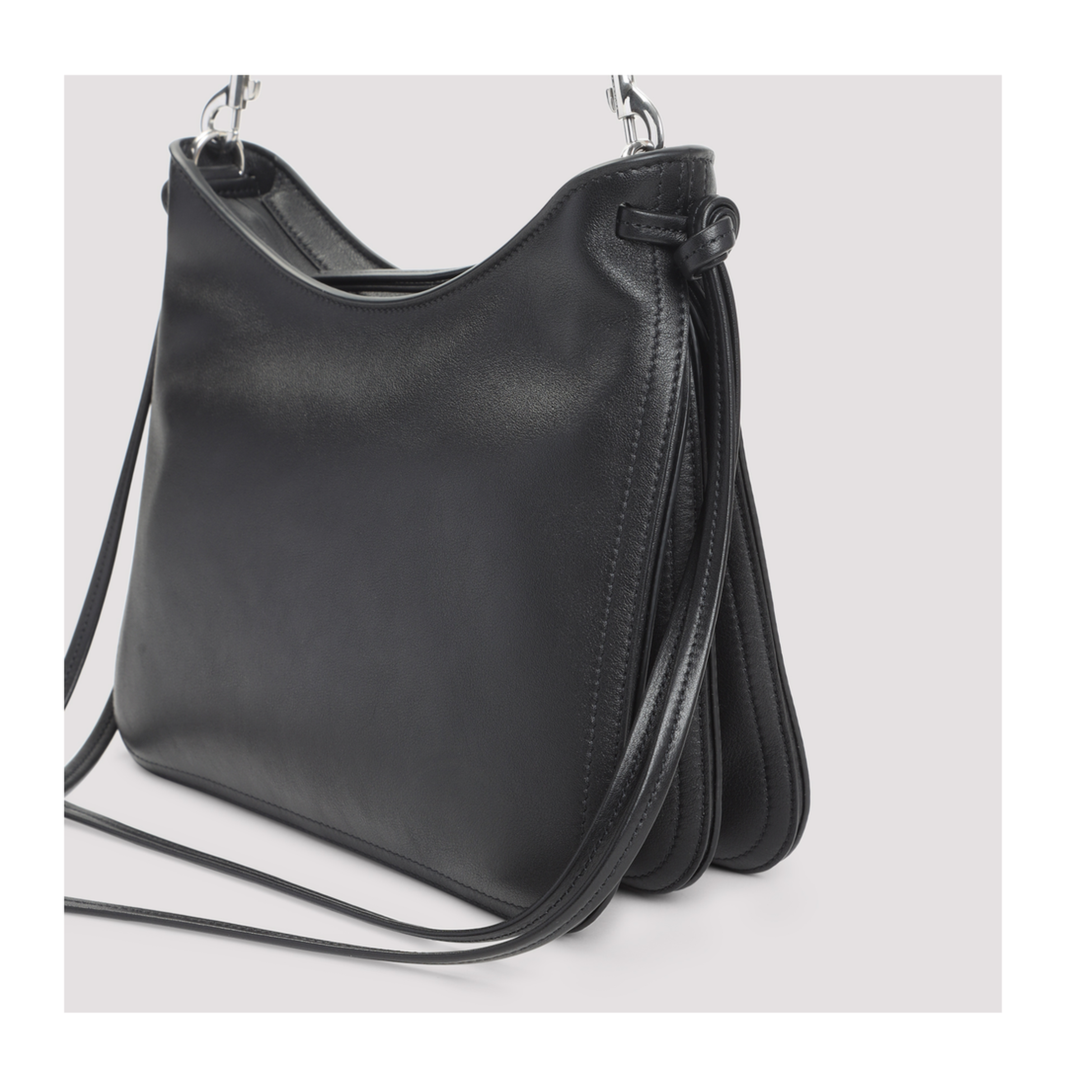 Small Calf Leather Shoulder Bag - Black - Image 5