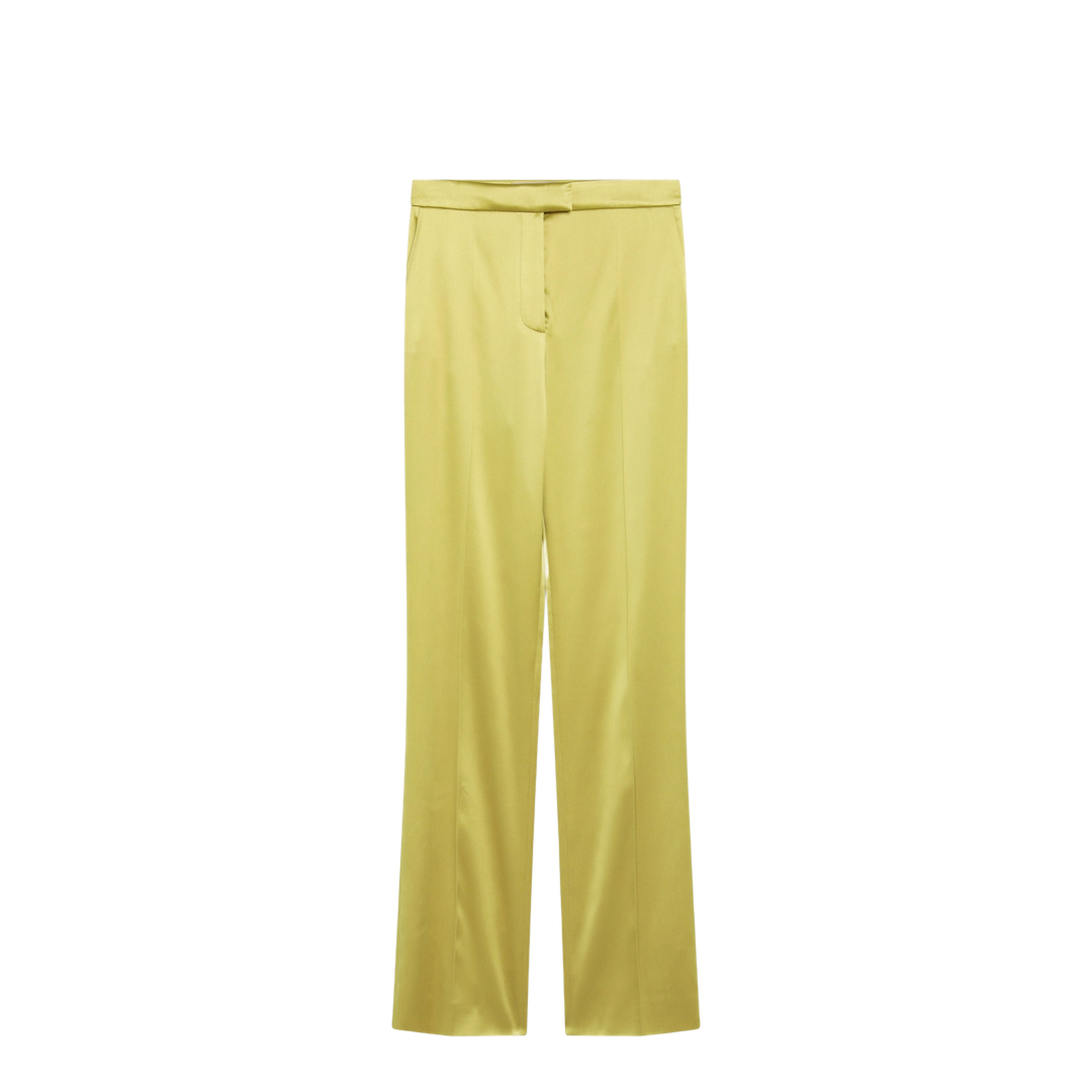 Avocado-colored Trousers in Shiny Silk Blend - Image 1