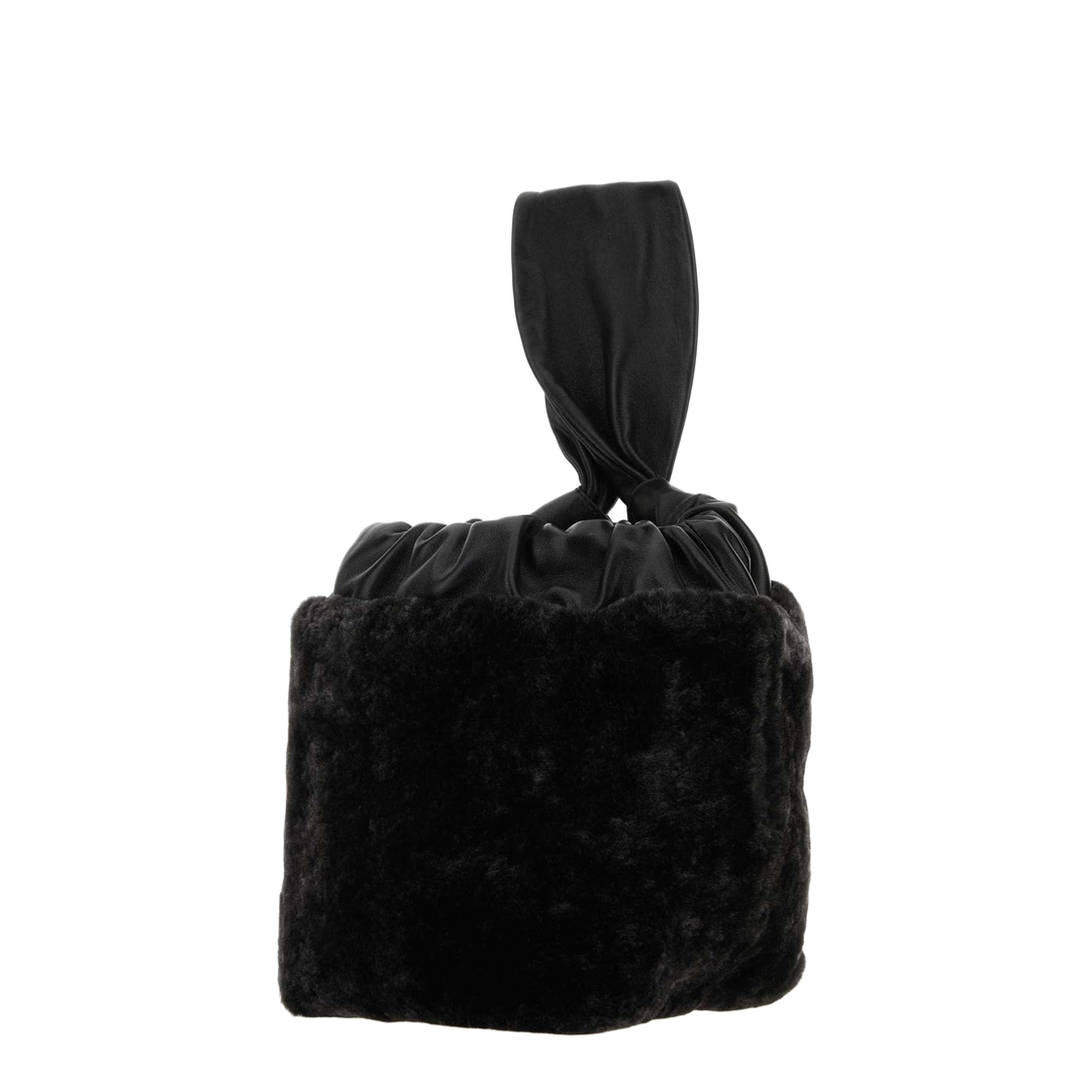 Leather & Shearling Clutch - Black - Image 4