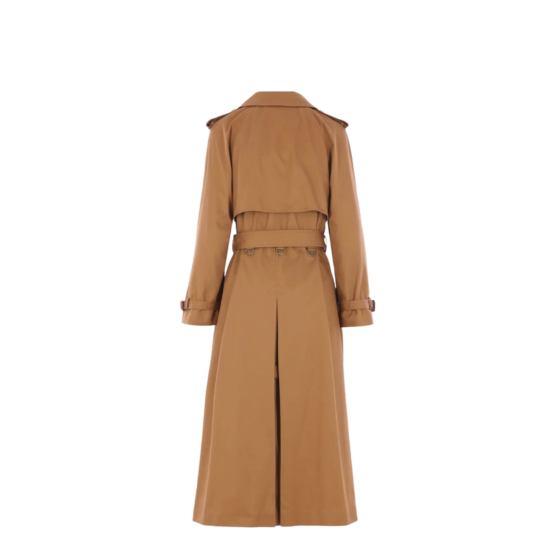 Cotton Gabardine Belted Long Trench Coat - Image 2