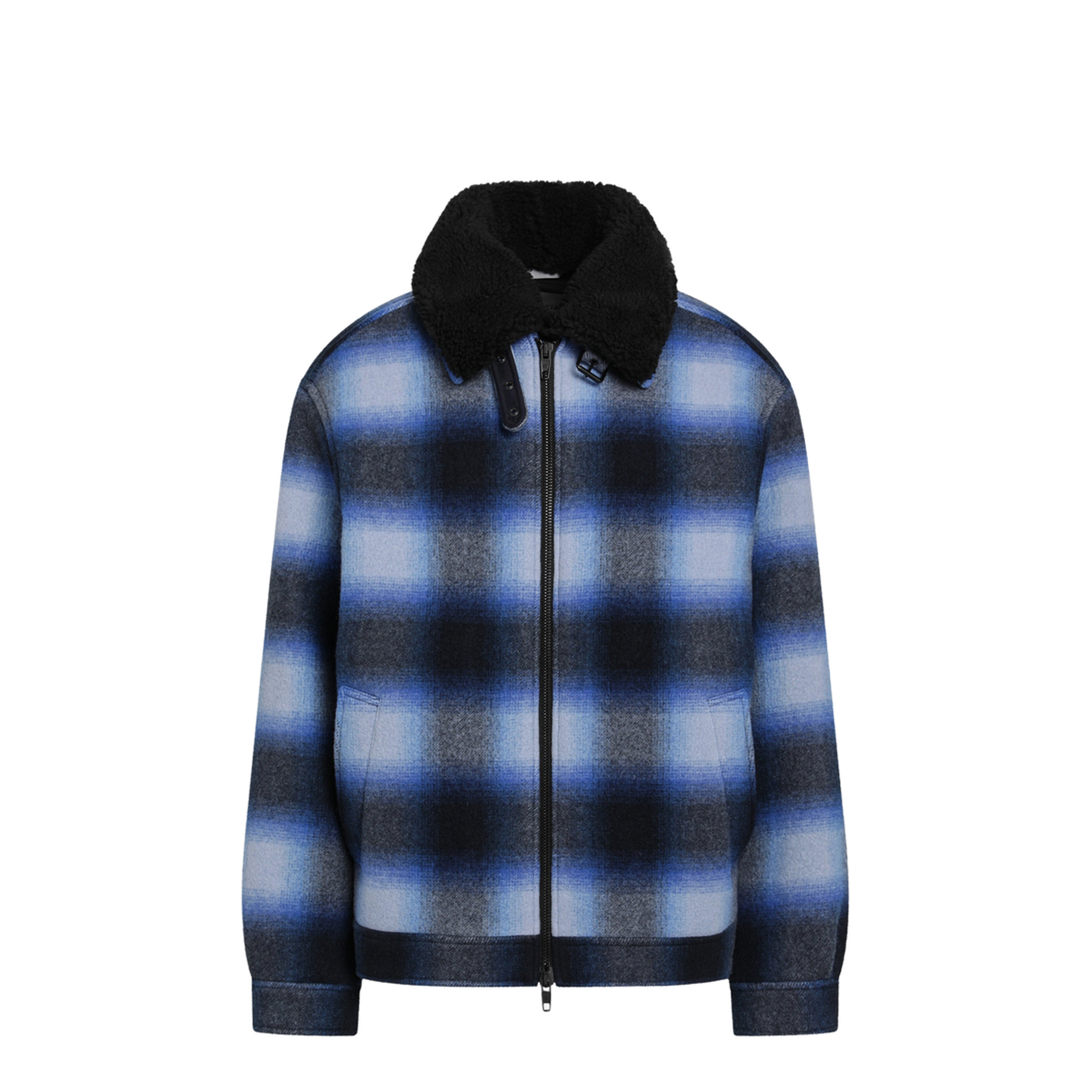 Plaid Wool Flannel Bomber Jacket - Image 1