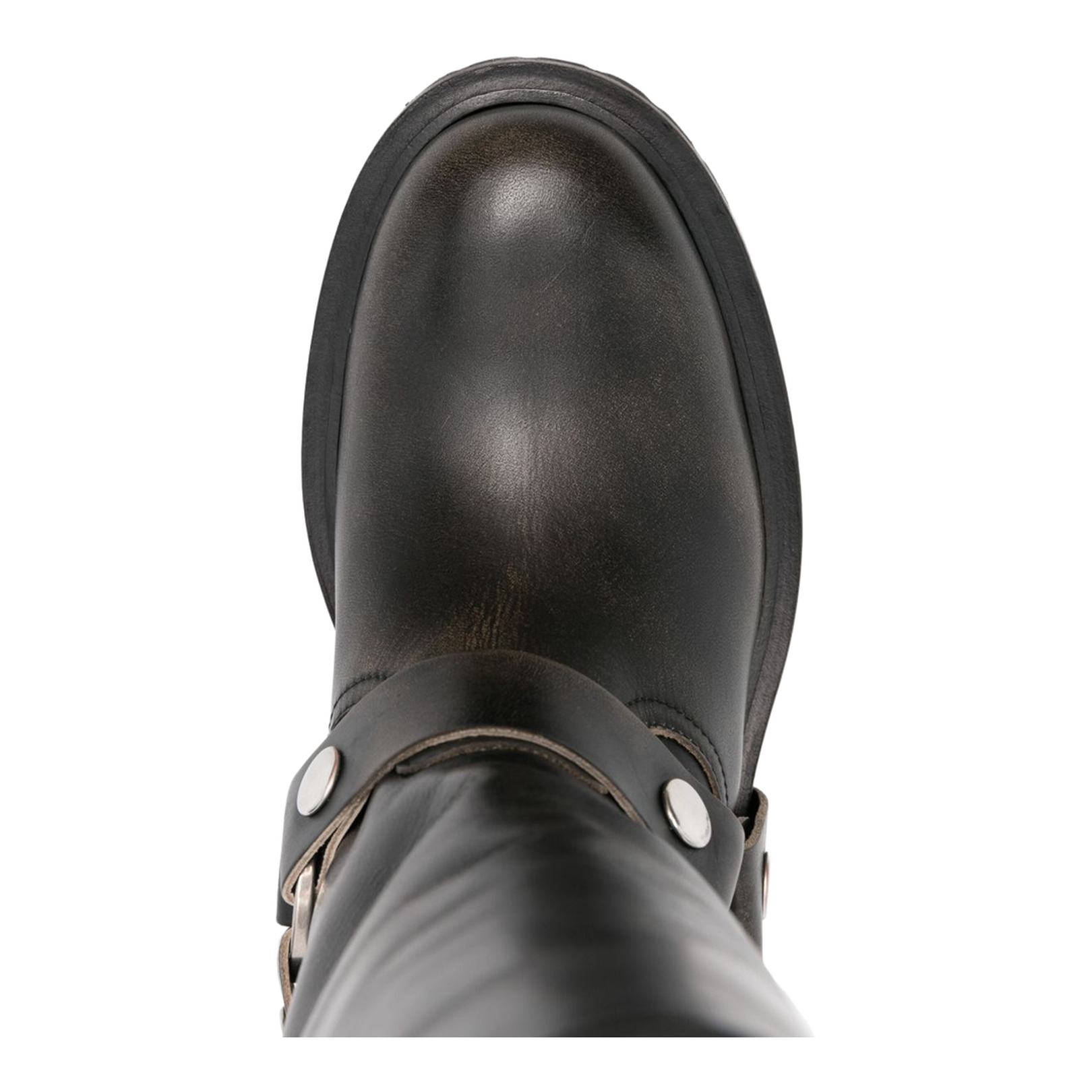 Kurt Boots in Black Leather with Silver Buckle - Image 2