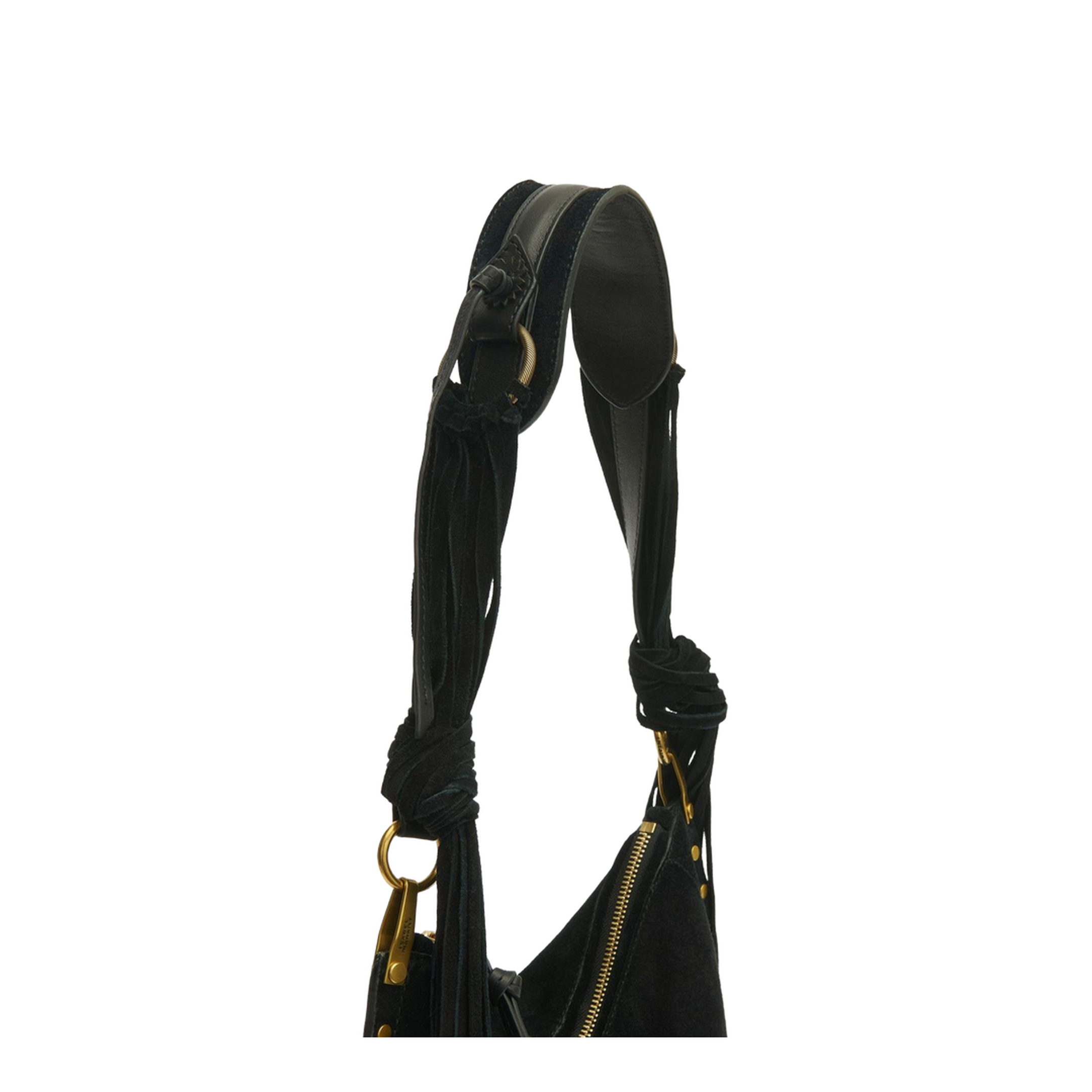 Oskan Soft Zip Suede Calfskin Shoulder Bag - Black - Image 3