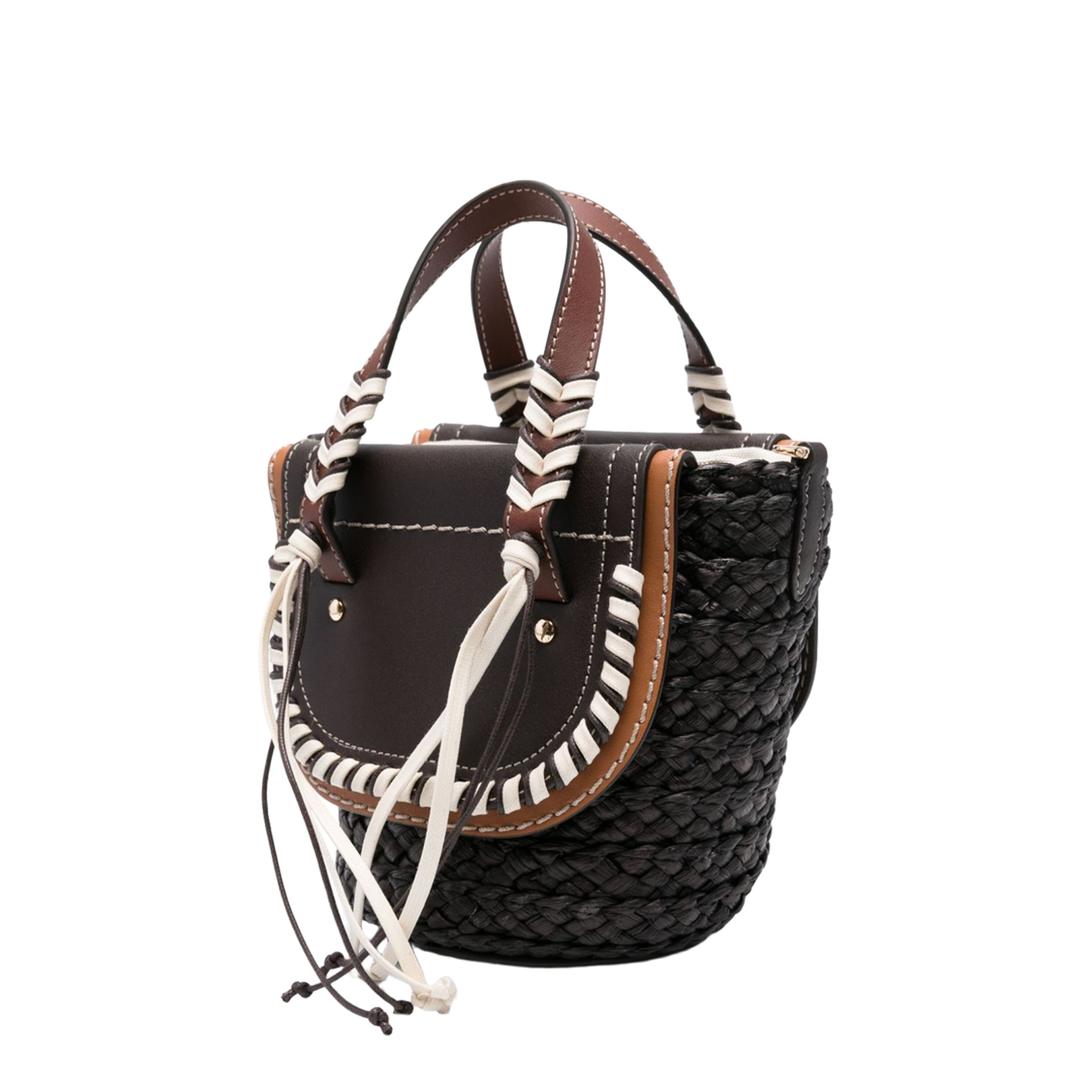 Habanera Mini Raffia Bucket Bag - Ebony - Image 5