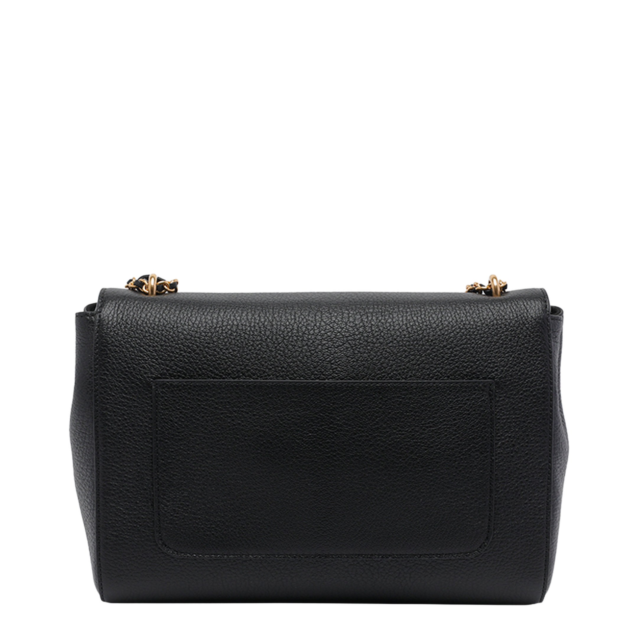 Glossy Chain Leather Crossbody Bag - Black - Image 3