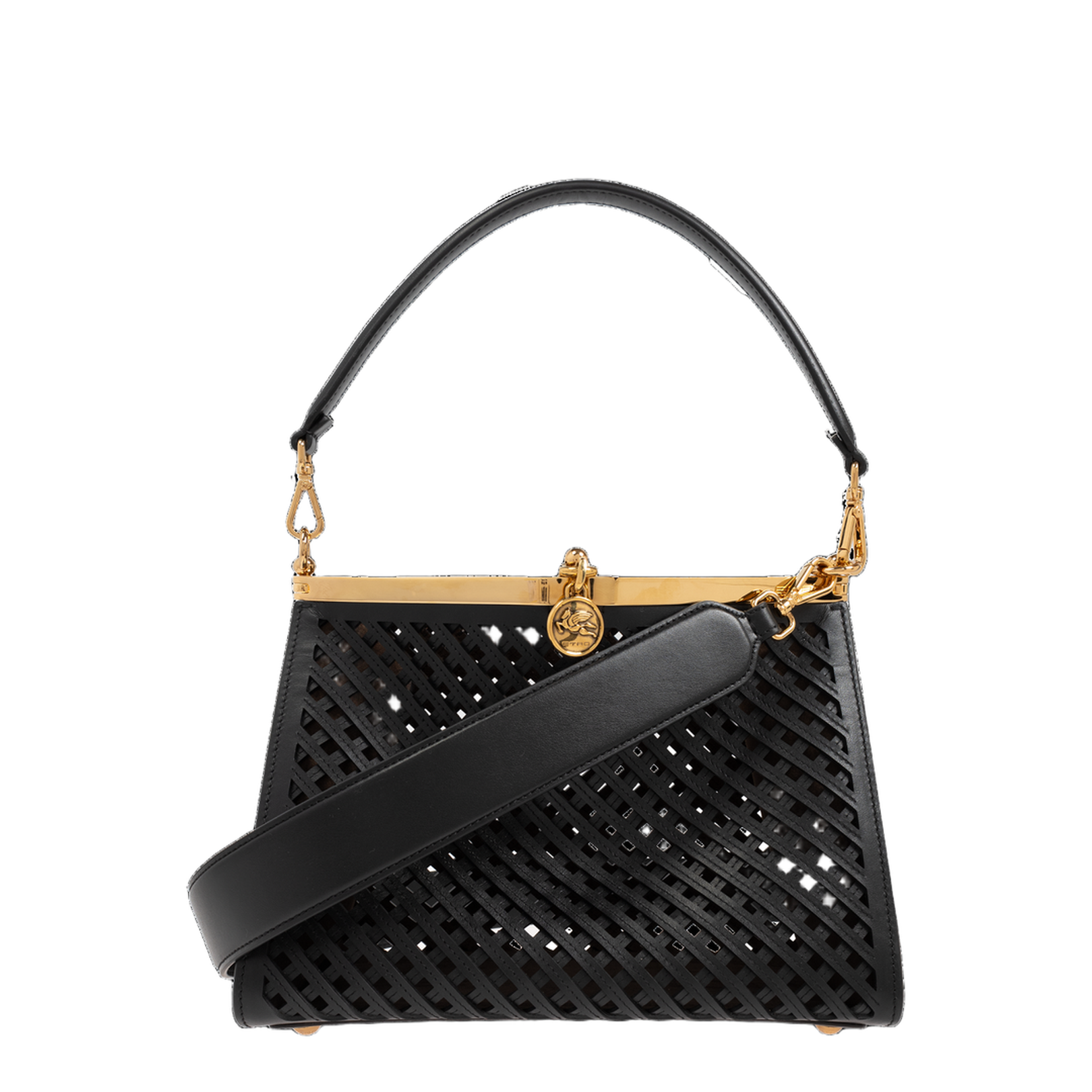Vela Medium Leather Shoulder Bag - Black - Image 1
