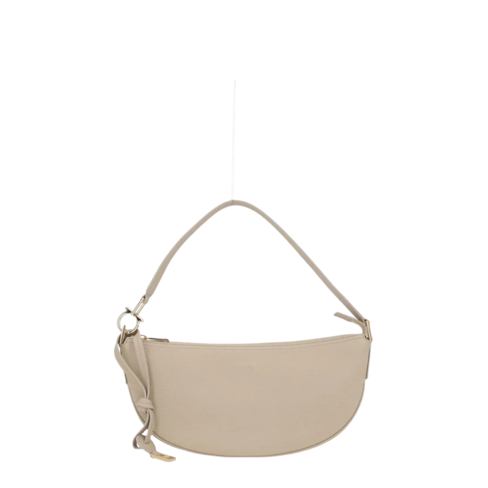Hobo Bag in Beige Grained Leather - Image 1