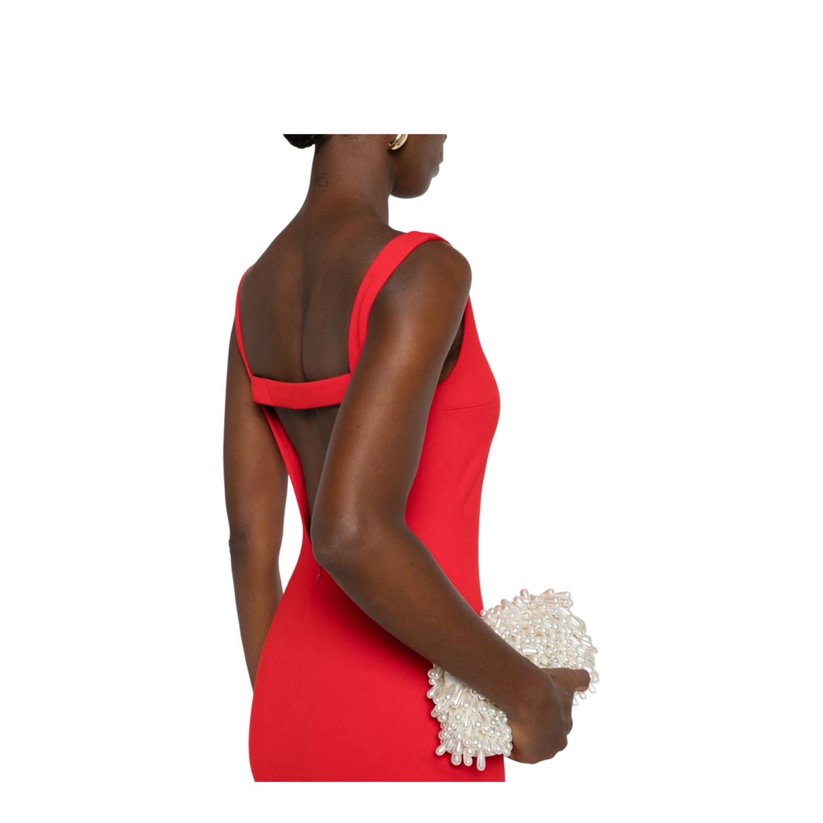 Red Boat Neck Sleeveless Maxi Dress - Image 3