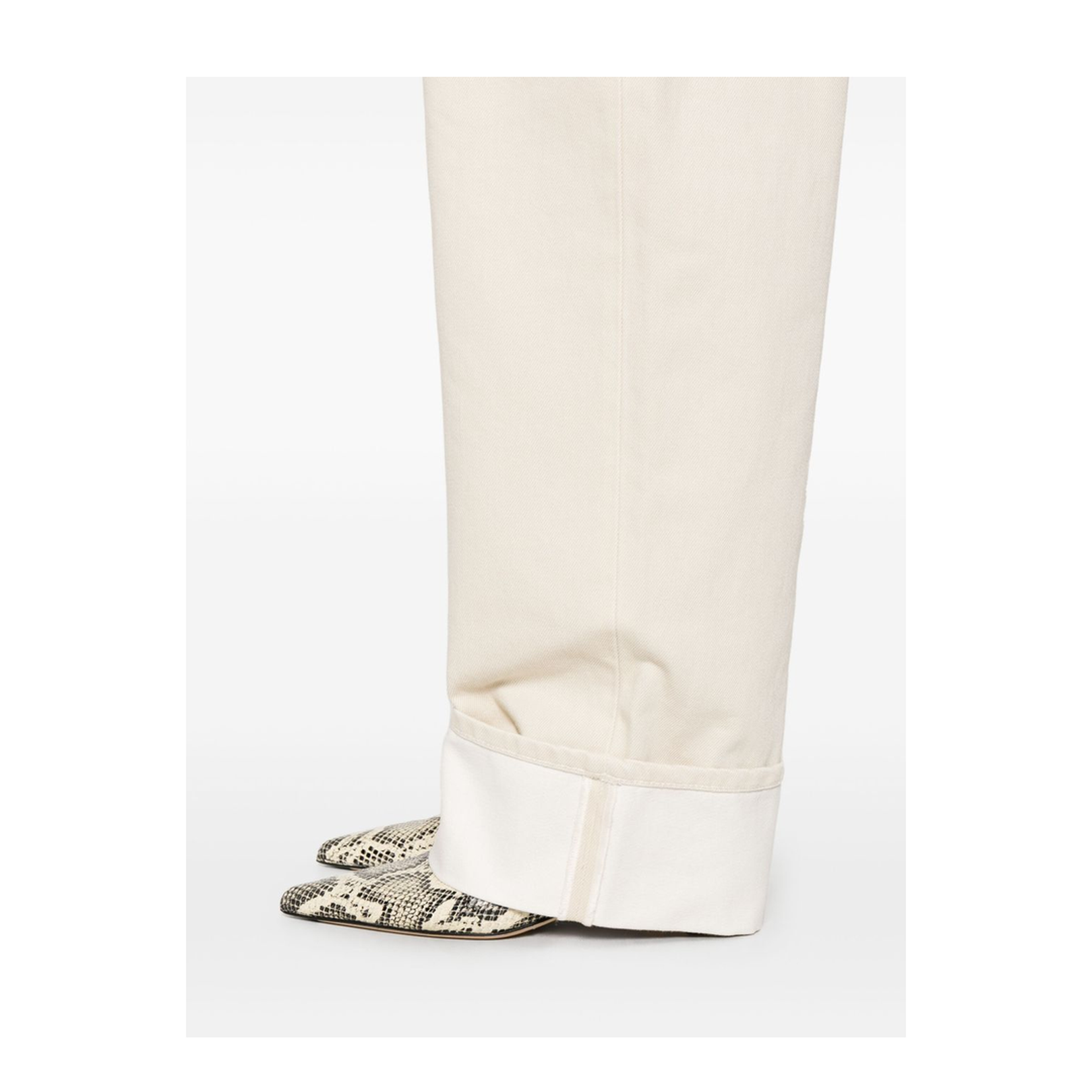 Colored Turned Up Jeans in Pale Meringue - Image 3