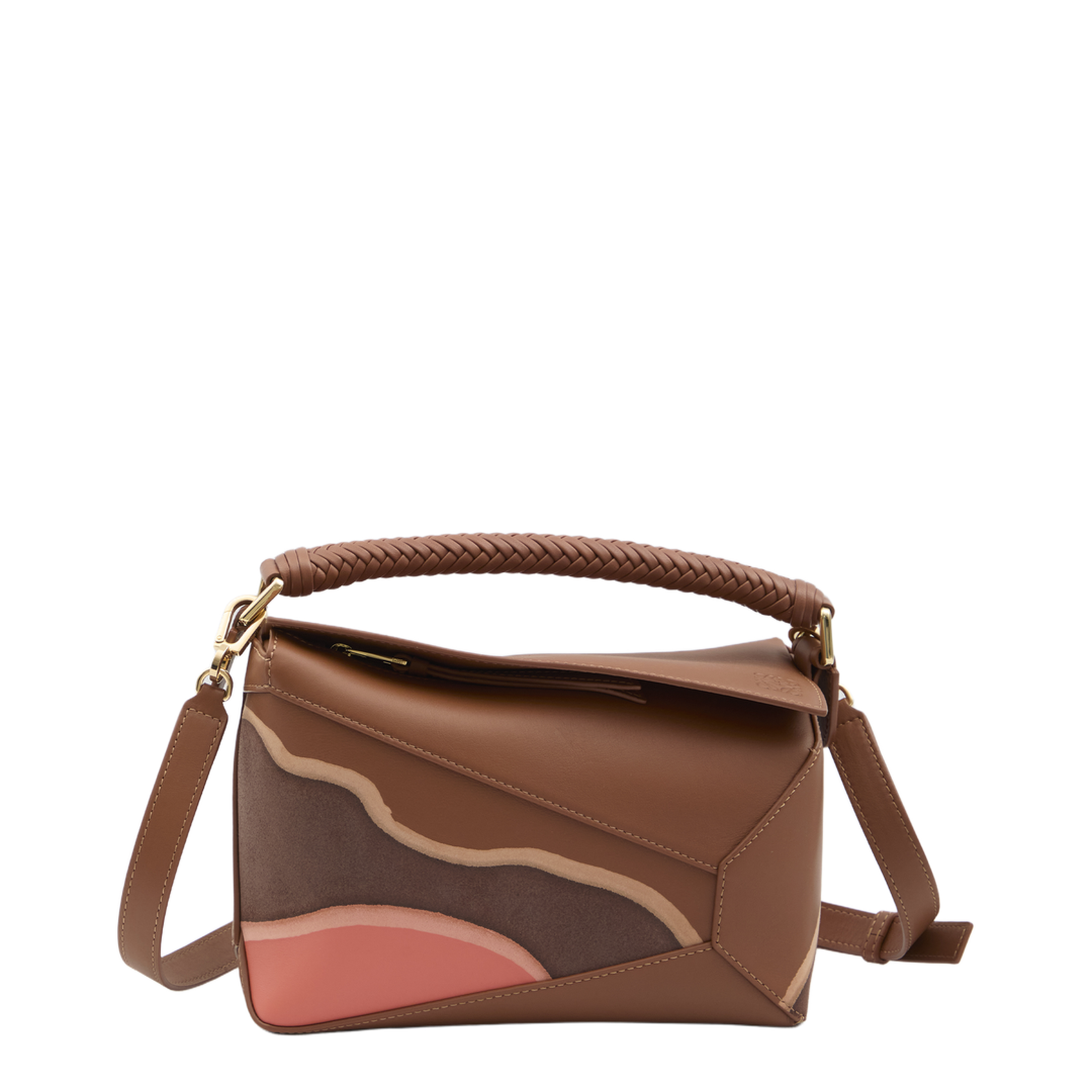 Puzzle Small Calfskin Shoulder Bags - Pecan/Parrot Pink - Image 5
