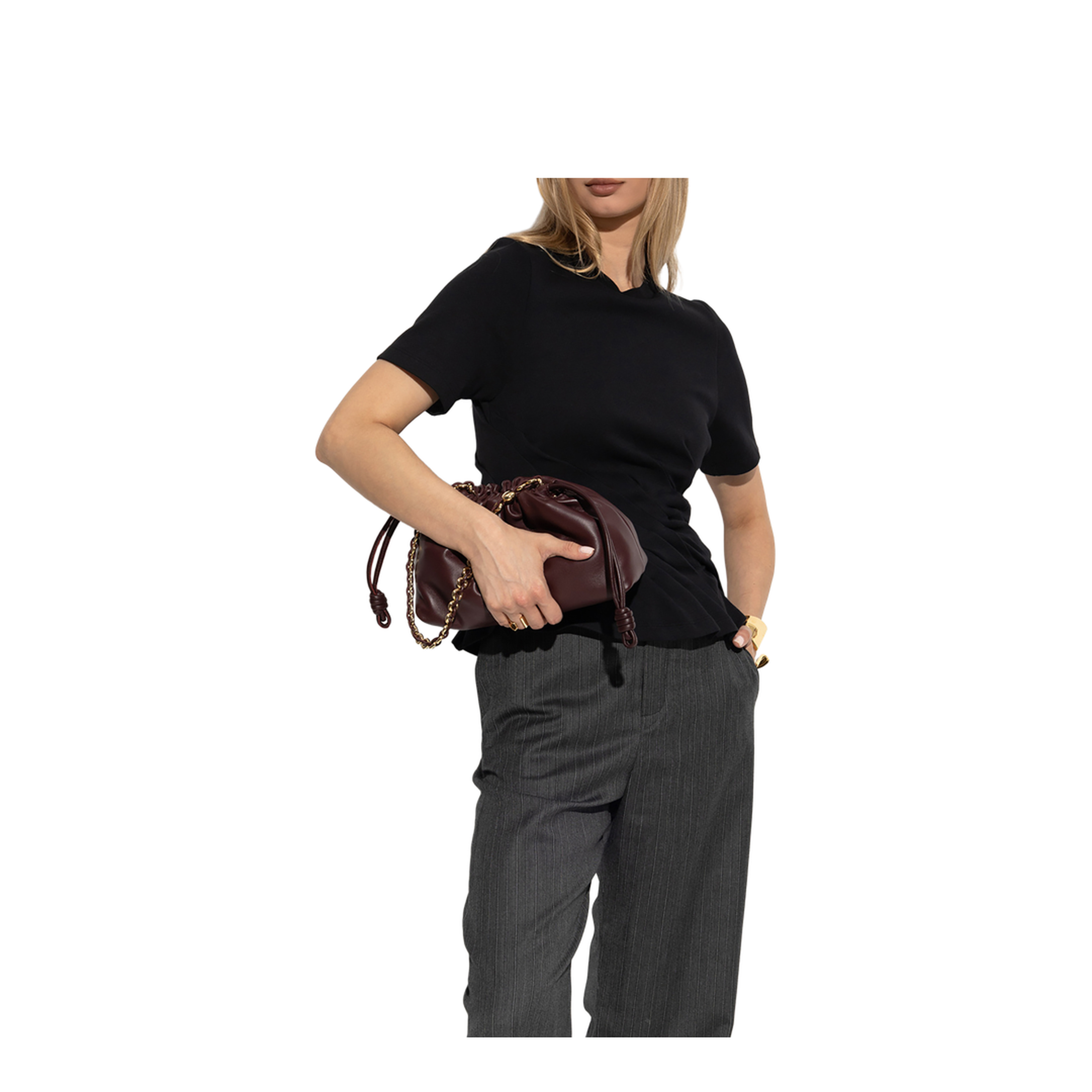 Flamenco Medium Leather Clutch Bag - Burgundy - Image 2