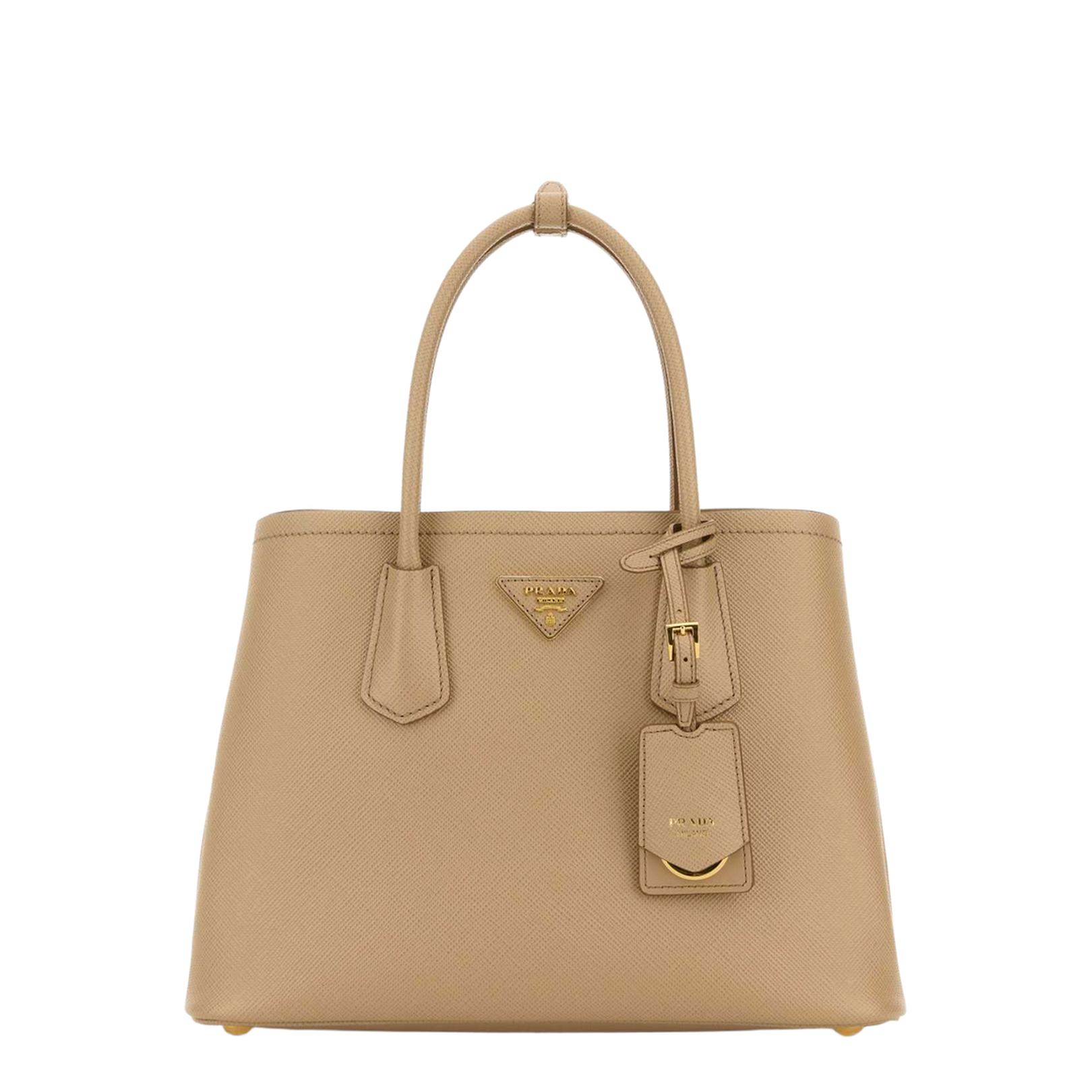 Double Medium Saffiano Leather Bag - Sand Beige - Image 1