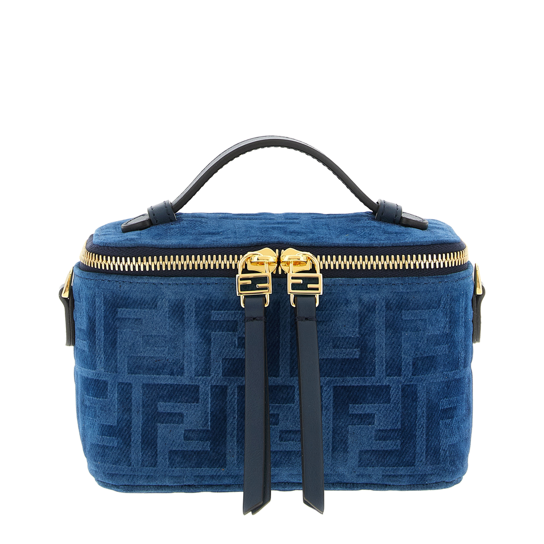 FF Denim Flocked Mini Crossbody Bag - Blue - Image 1