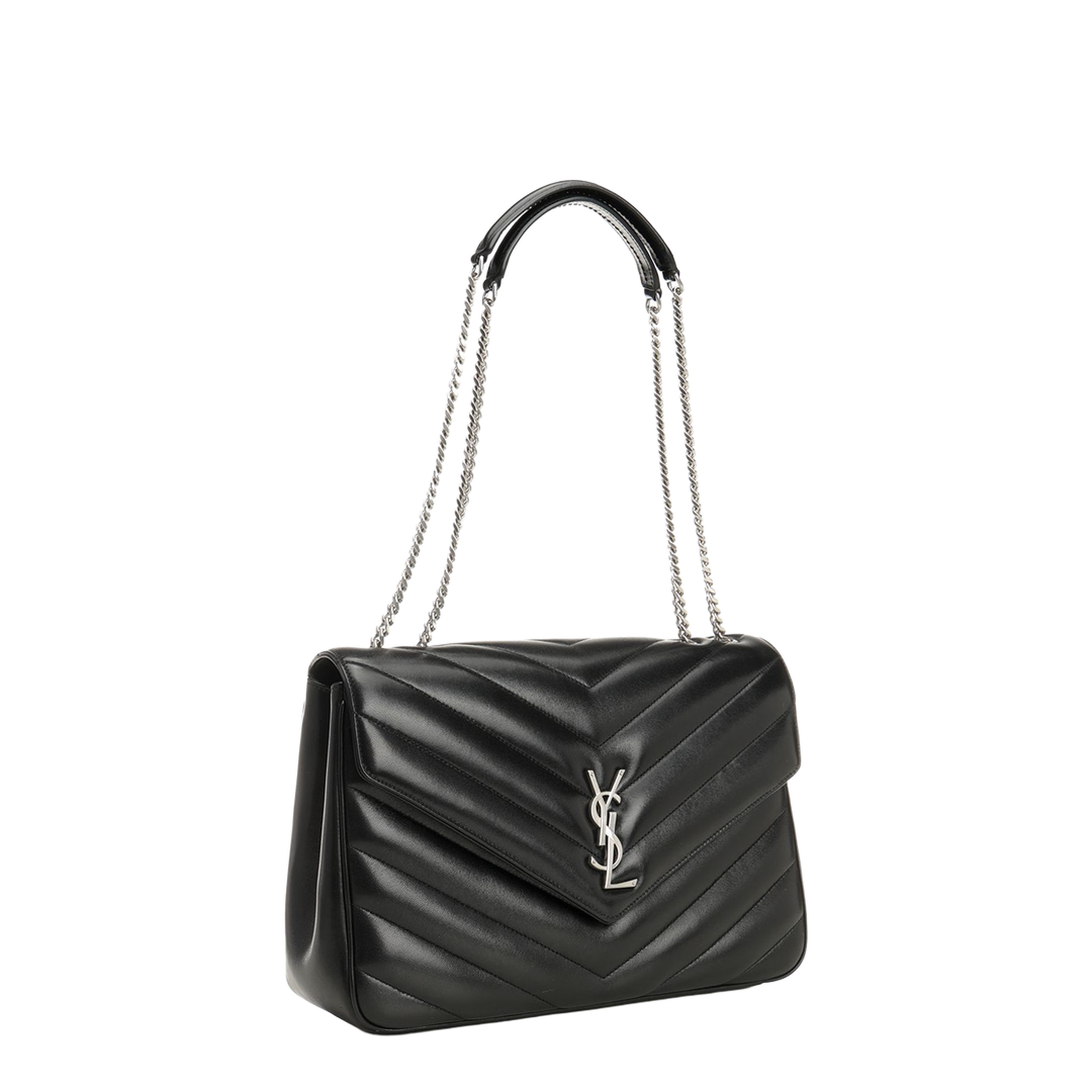 Loulou Large Matelassé Lambskin Shoulder Bag - Black - Image 5