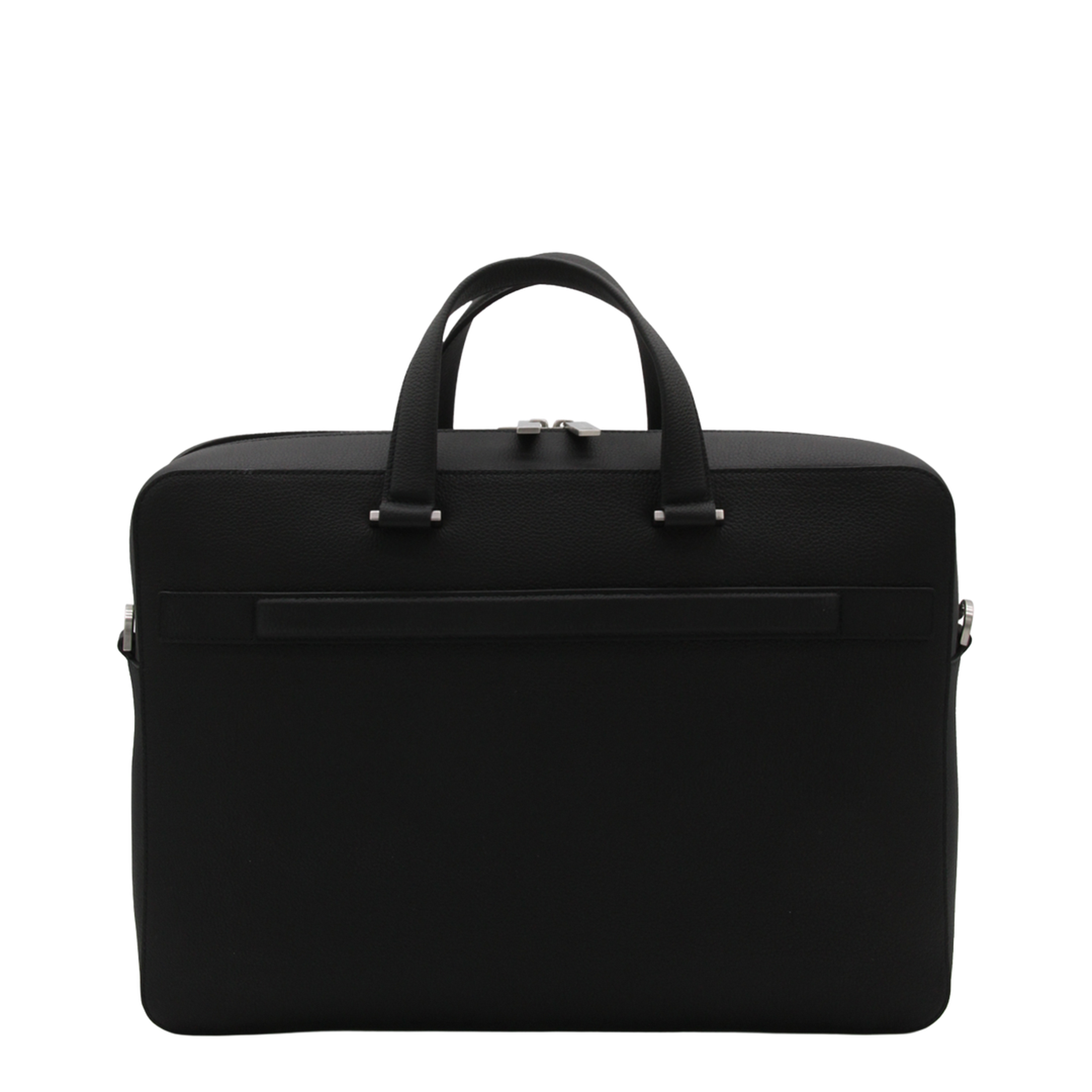 Salvatore Black Leather Business Gancini Top Handle Bag - Image 4