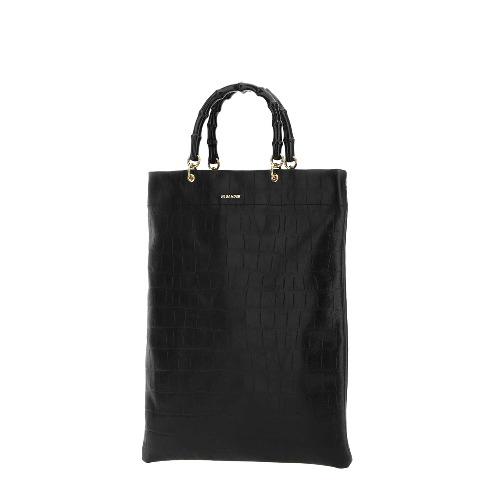 Black Leather Medium Shopping Bag - Image 2