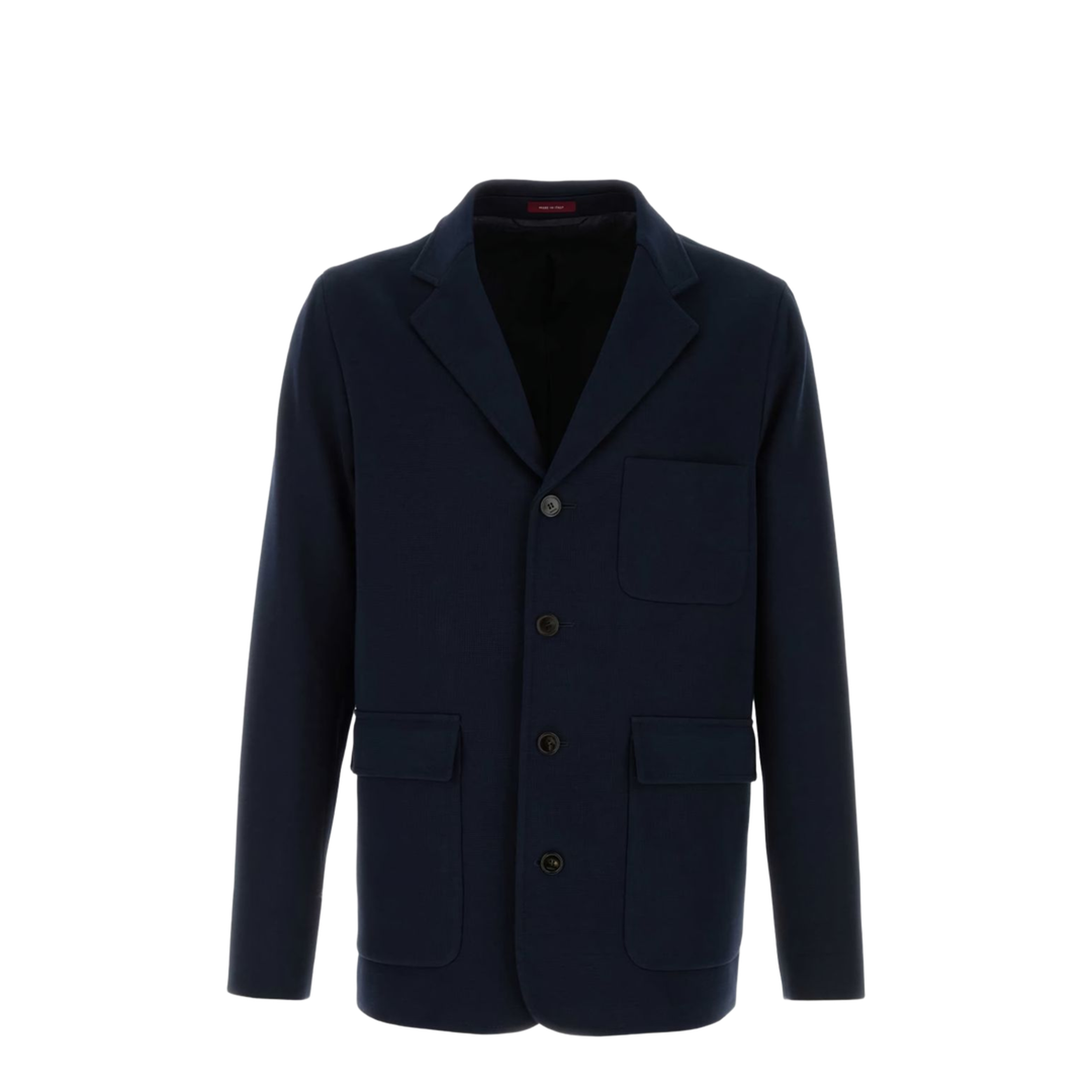 Single-breast Cotton Jersey Jacket in Dark Blue - Image 1