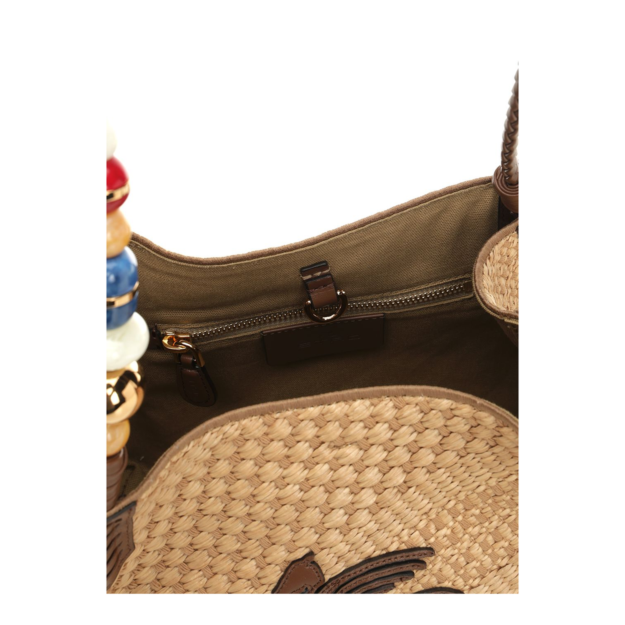 Small Raffia Libra Tote Bag - Brown - Image 4