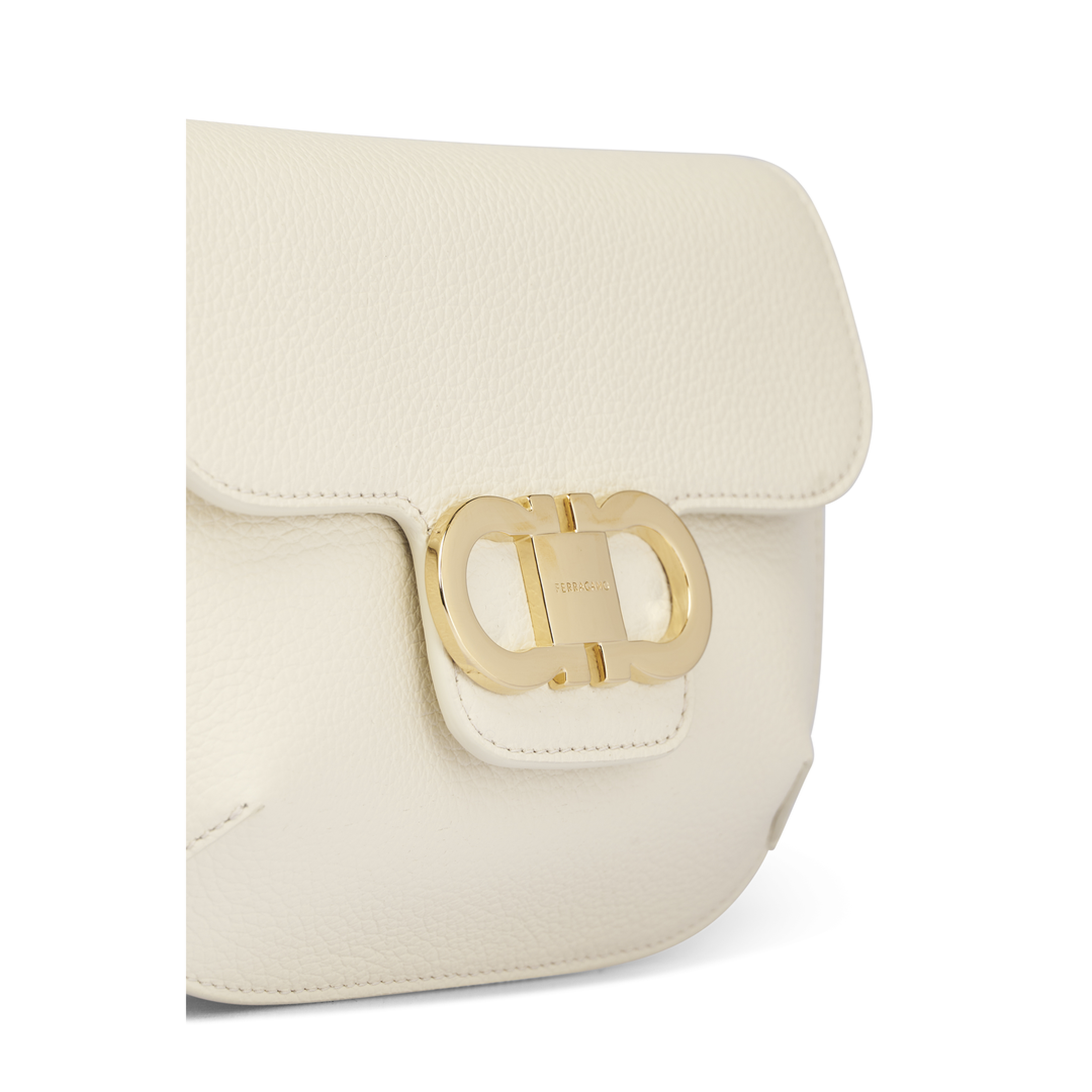 Double Gancini Mini Calf Leather Shoulder Bag - White - Image 3