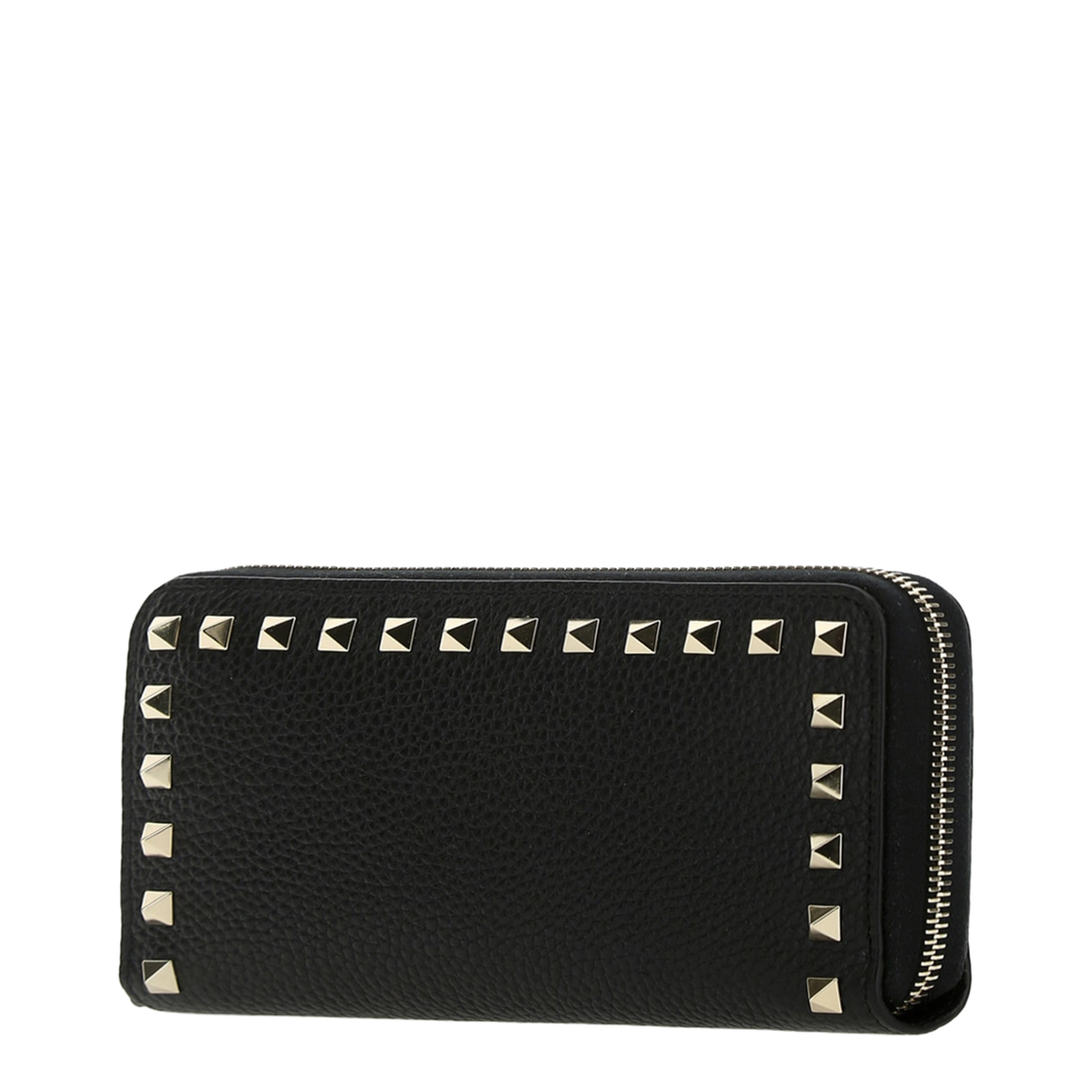 Rockstud Leather Zip Wallet - Black with Platinum Hardware - Image 5
