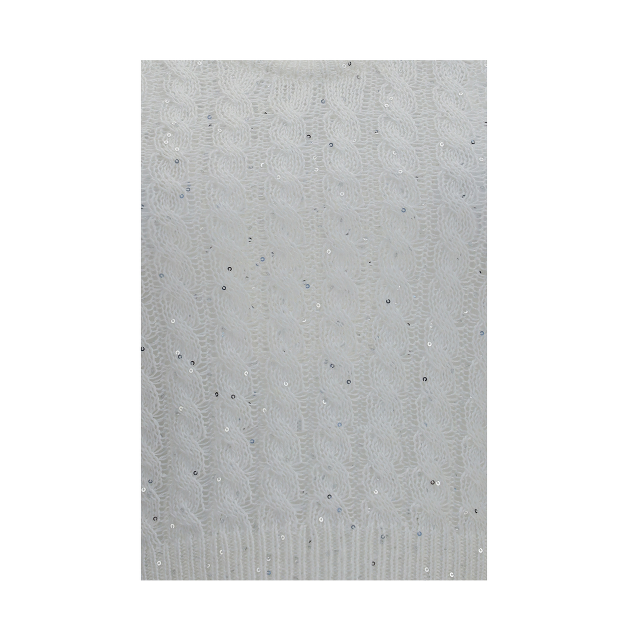 White Linen Knit Tank Top with Sequins - Image 3