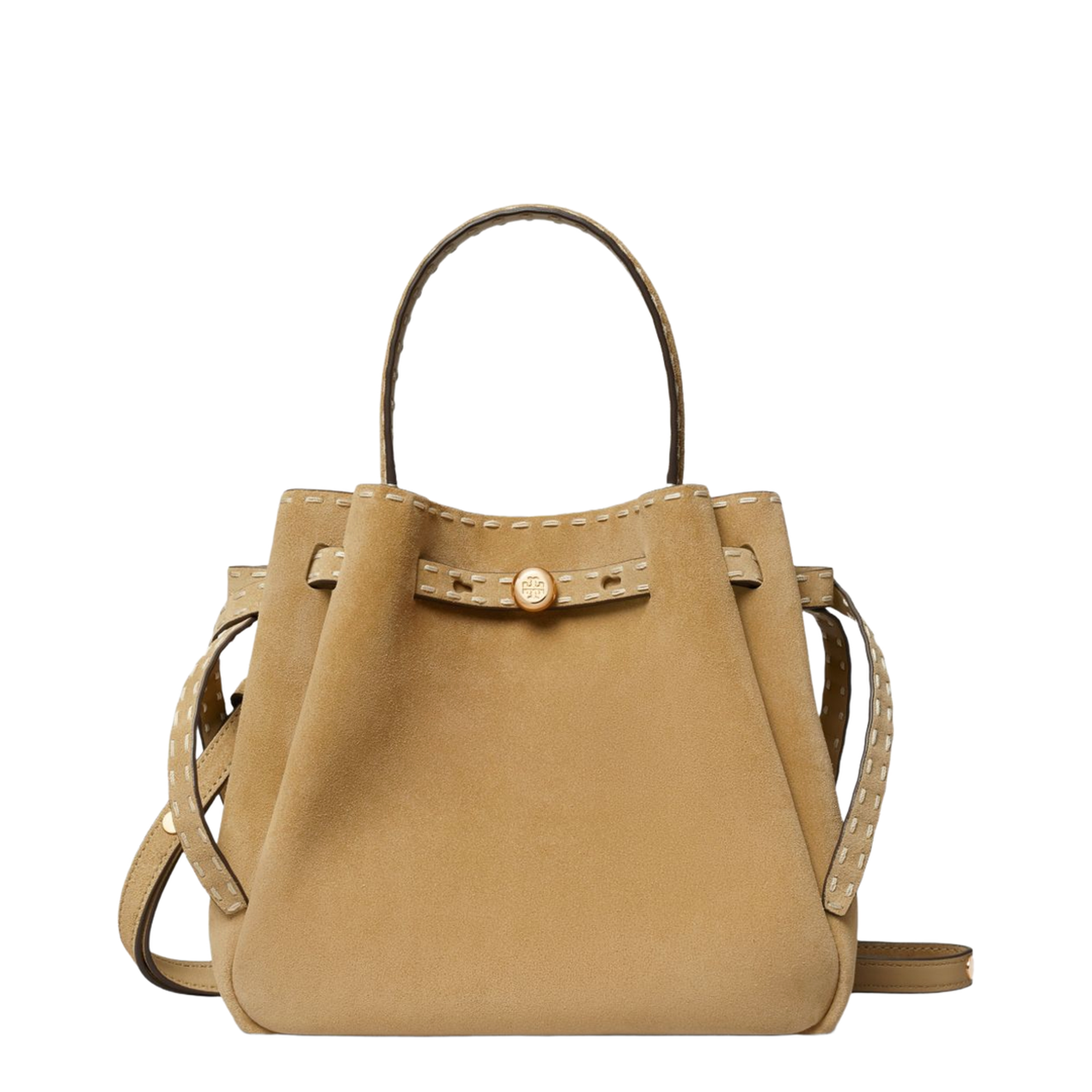 Romy Suede Pick Stitch Bucket Bag - Butter - Image 1