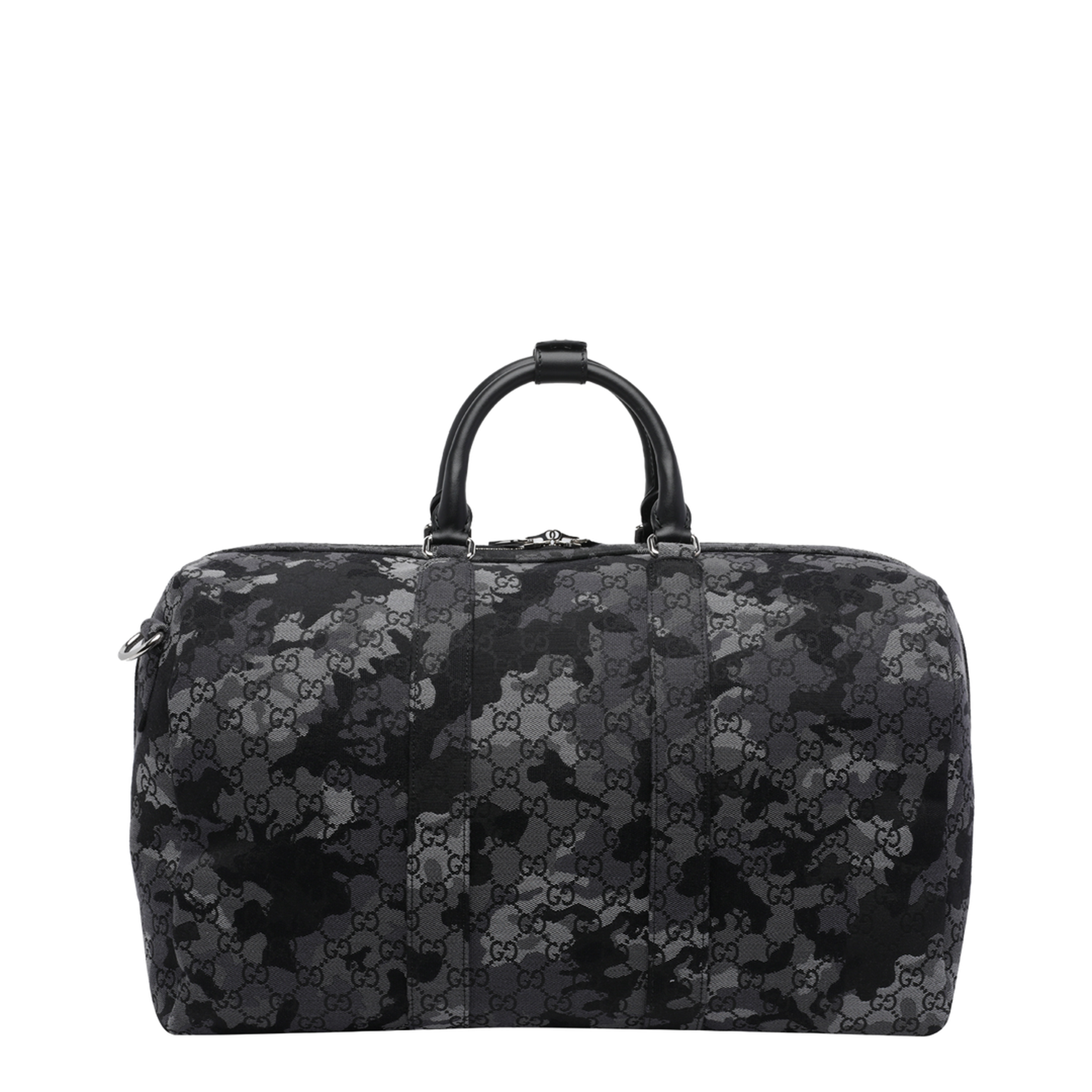 GG Canvas Large Canvas Duffle Bag - Black/Grey camouflage - Image 3