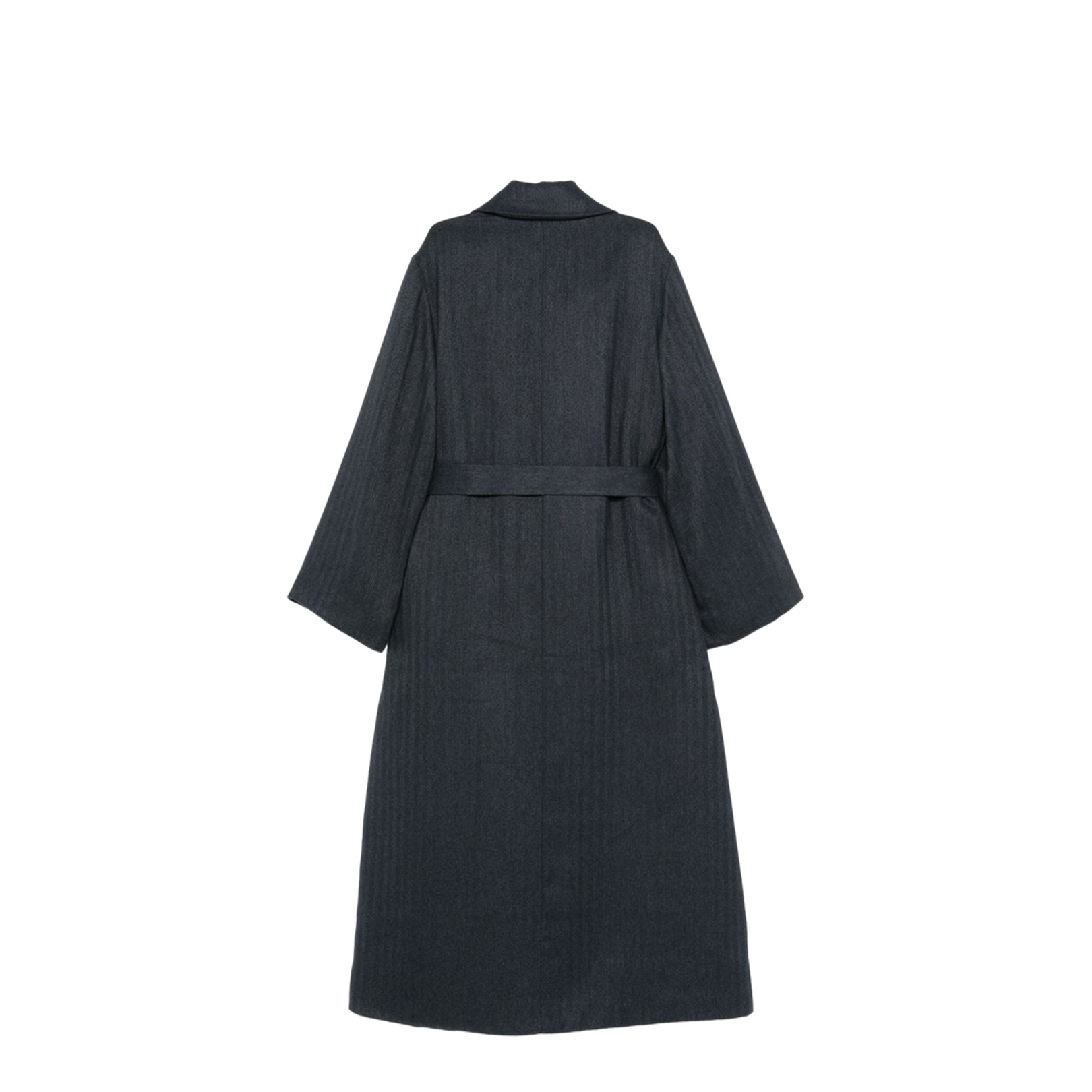 Blue Striped Pattern Belted Waist Jacket - Image 2