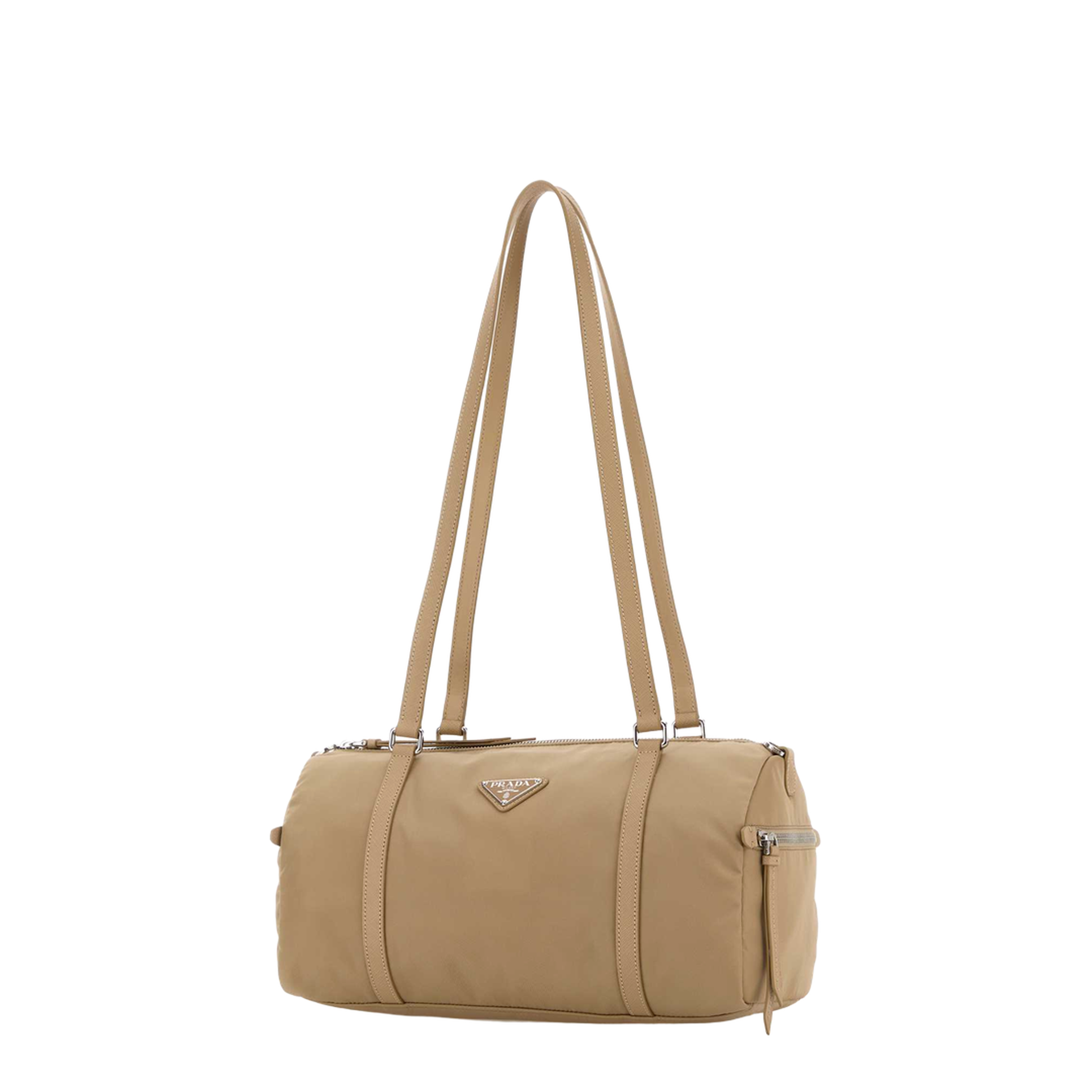 Bauletto Large Re-Nylon Leather Shoulder Bags - Cammello - Image 2